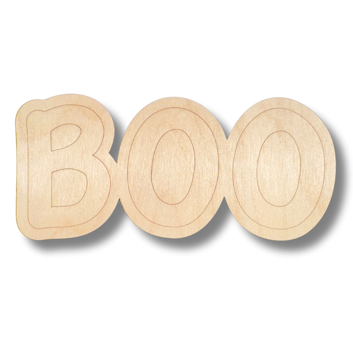 Unfinished Wood Etched BOO Shape | Paint By Line Crafts | up to 30" DIY