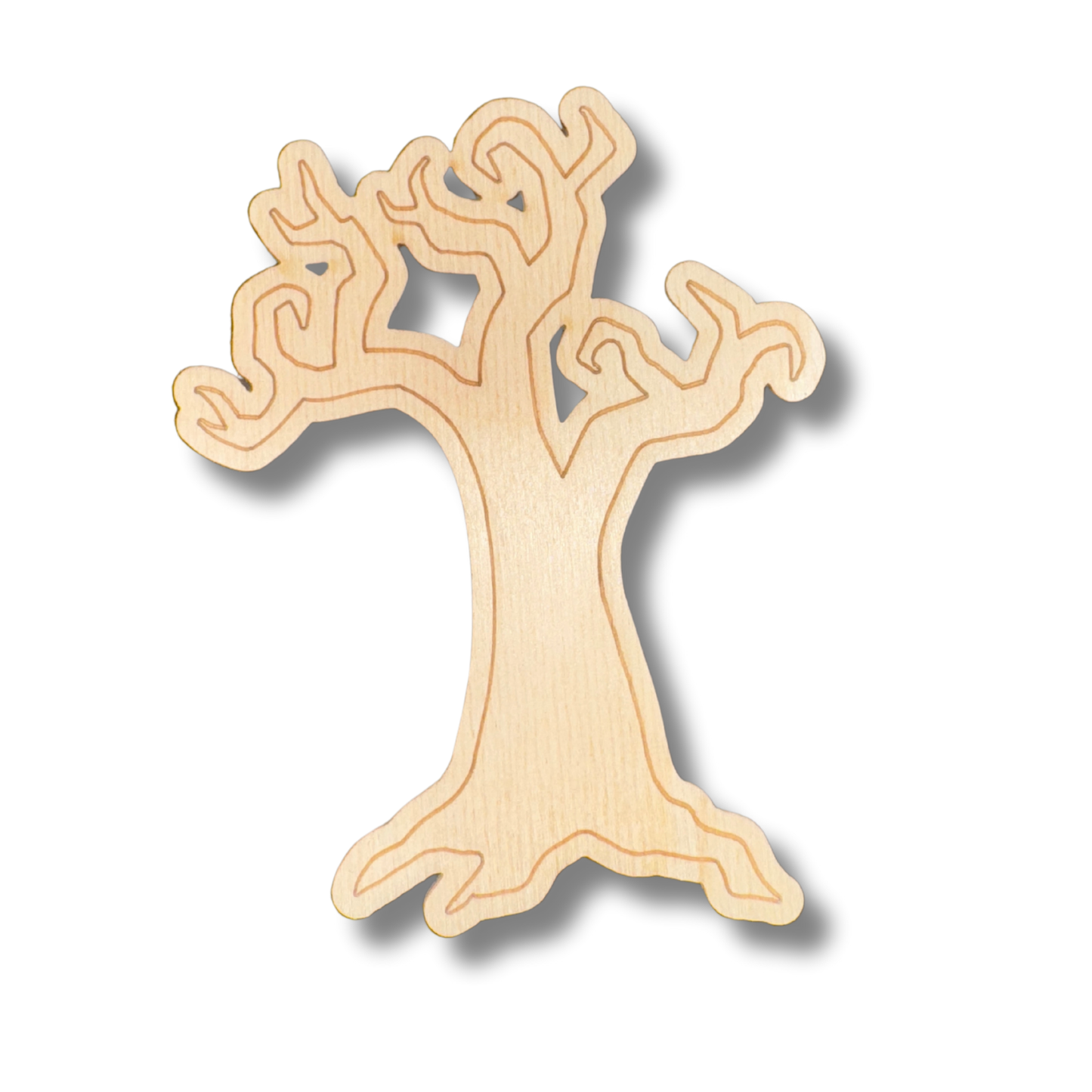 Unfinished Wood Etched Spooky Tree Shape | Paint By Line Crafts | up to 30" DIY