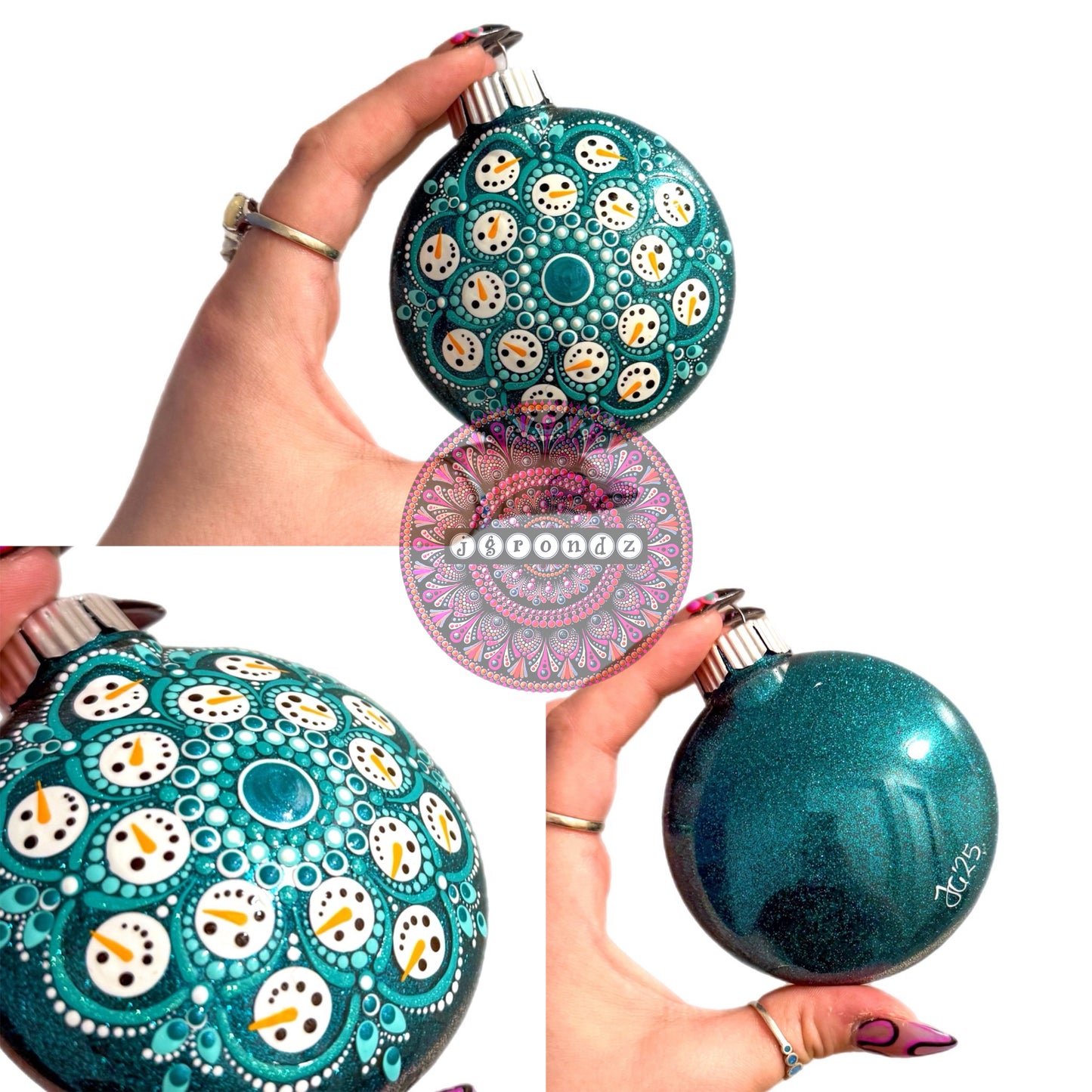 3” Snowman Mandala Glitter Ornament
