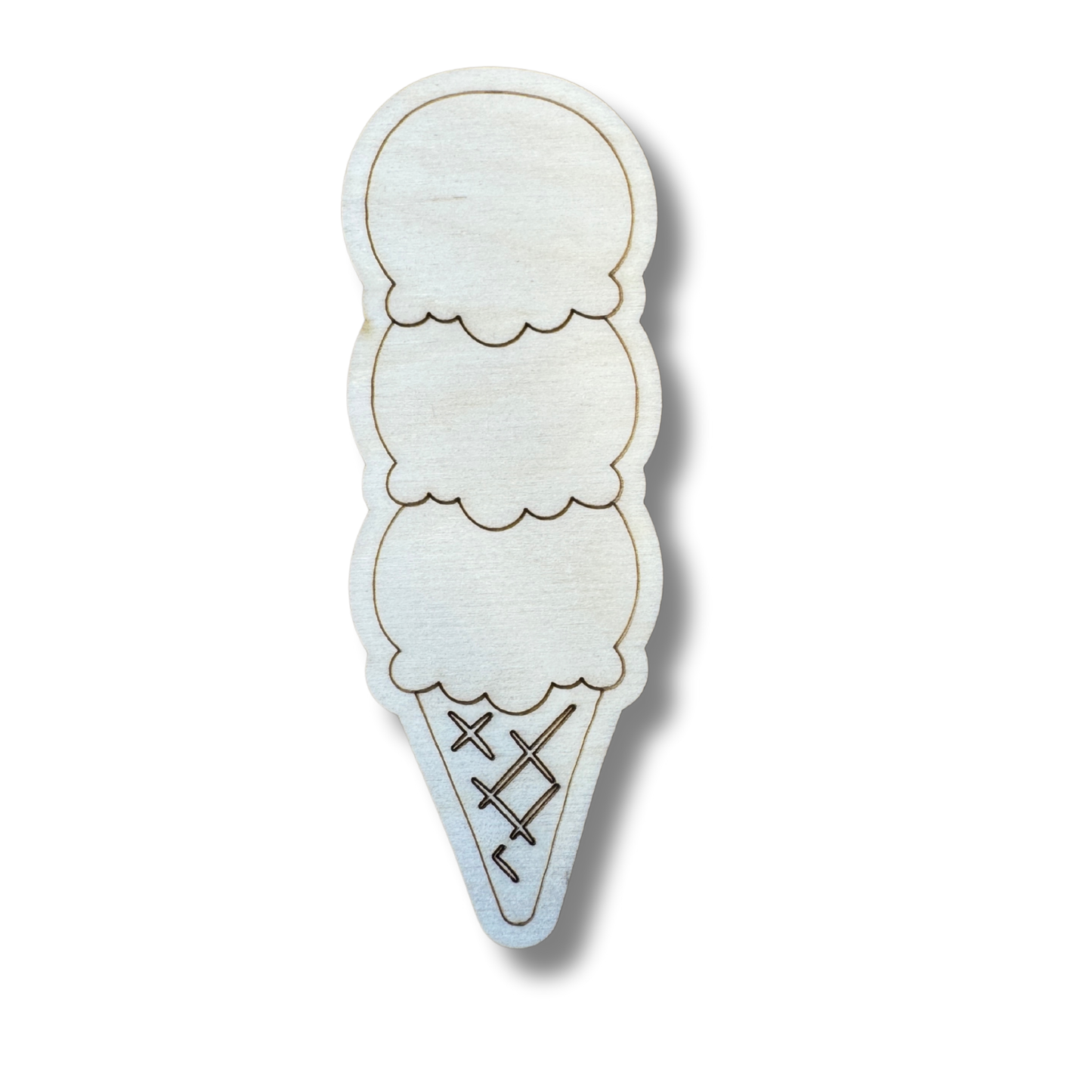 Unfinished Wood Etched Triple Ice Cream Scoop Shape | Paint By Line Crafts | up to 30" DIY