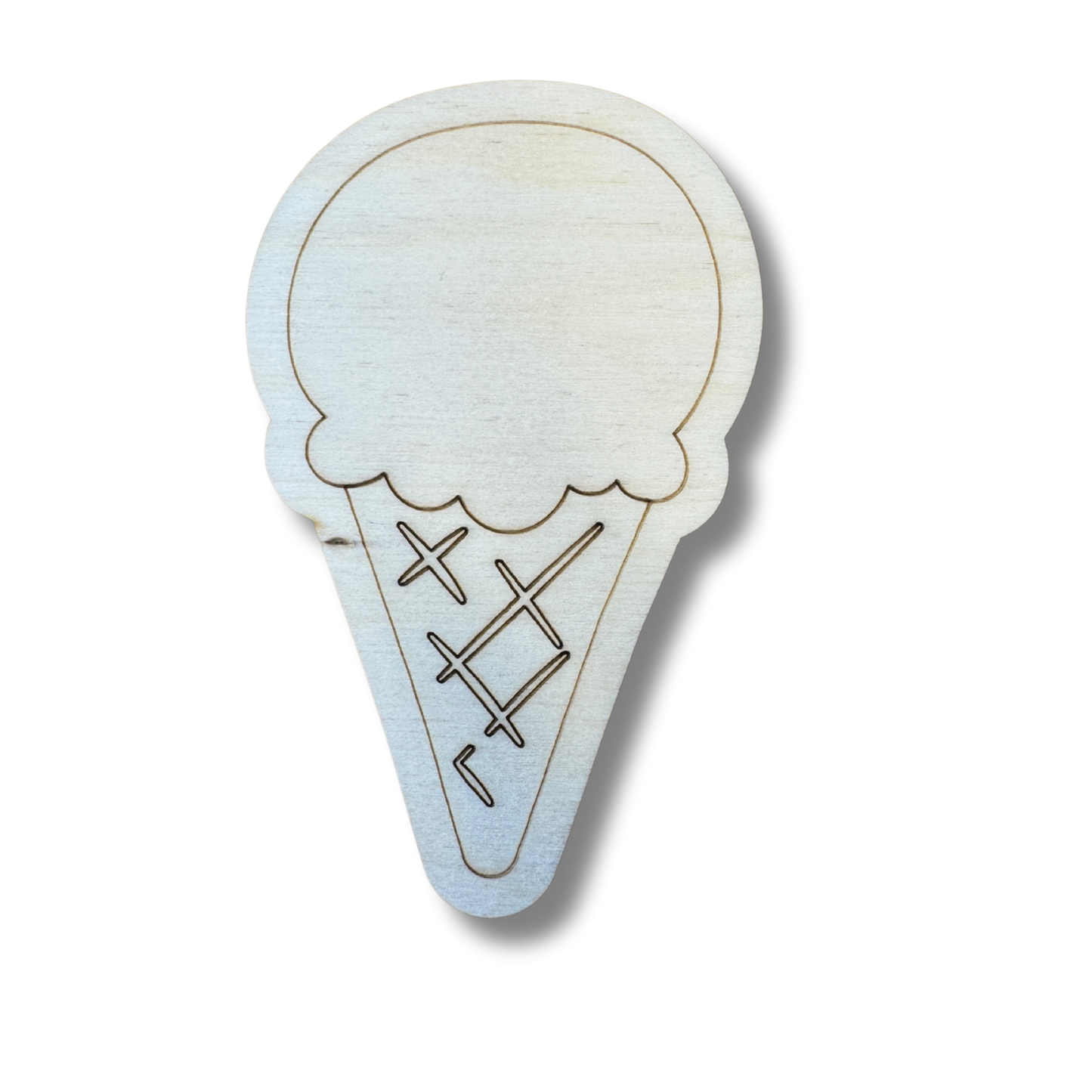 Unfinished Wood Etched Single Ice Cream Scoop Shape | Paint By Line Crafts | up to 30" DIY