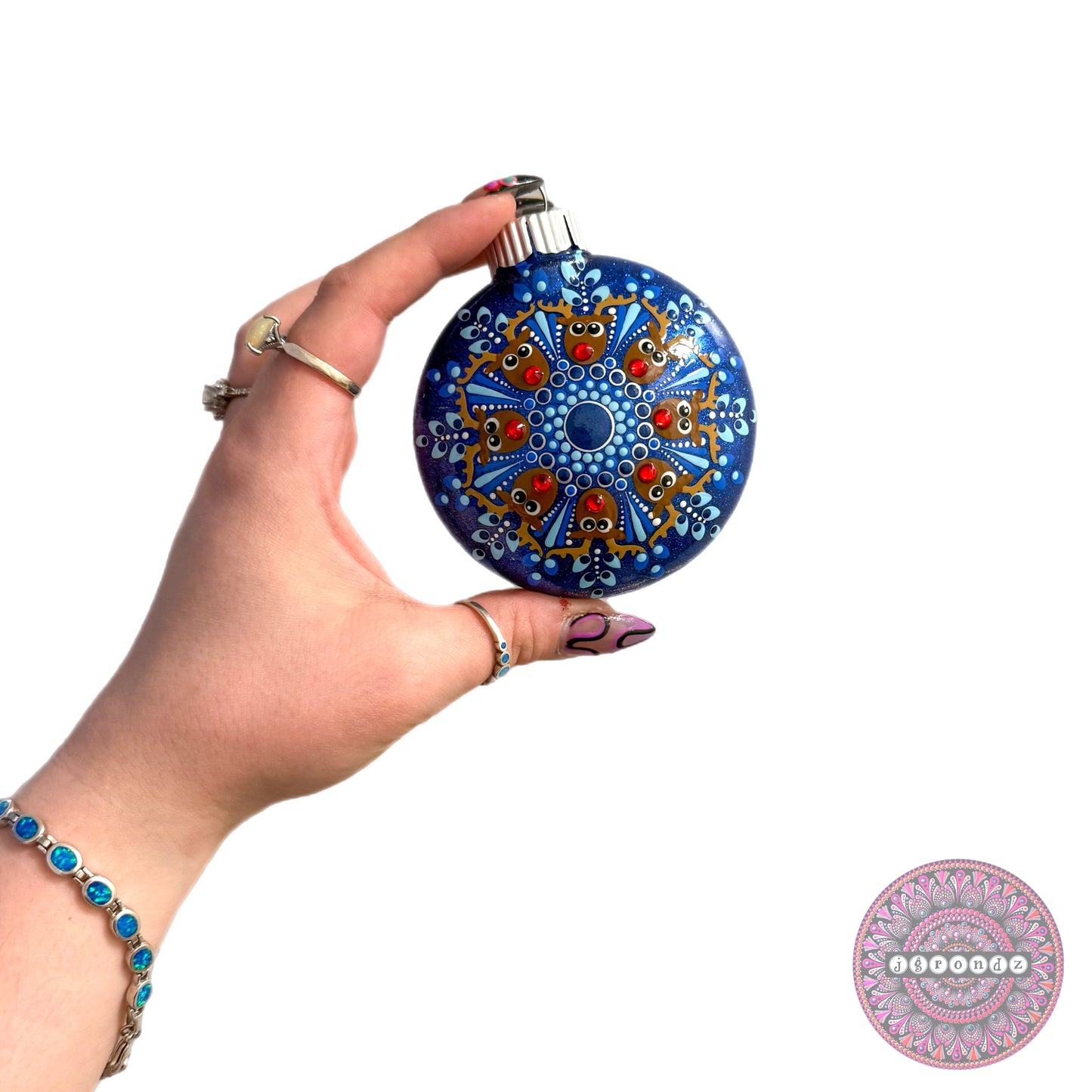 3” Rudolph Mandala Glitter Ornament