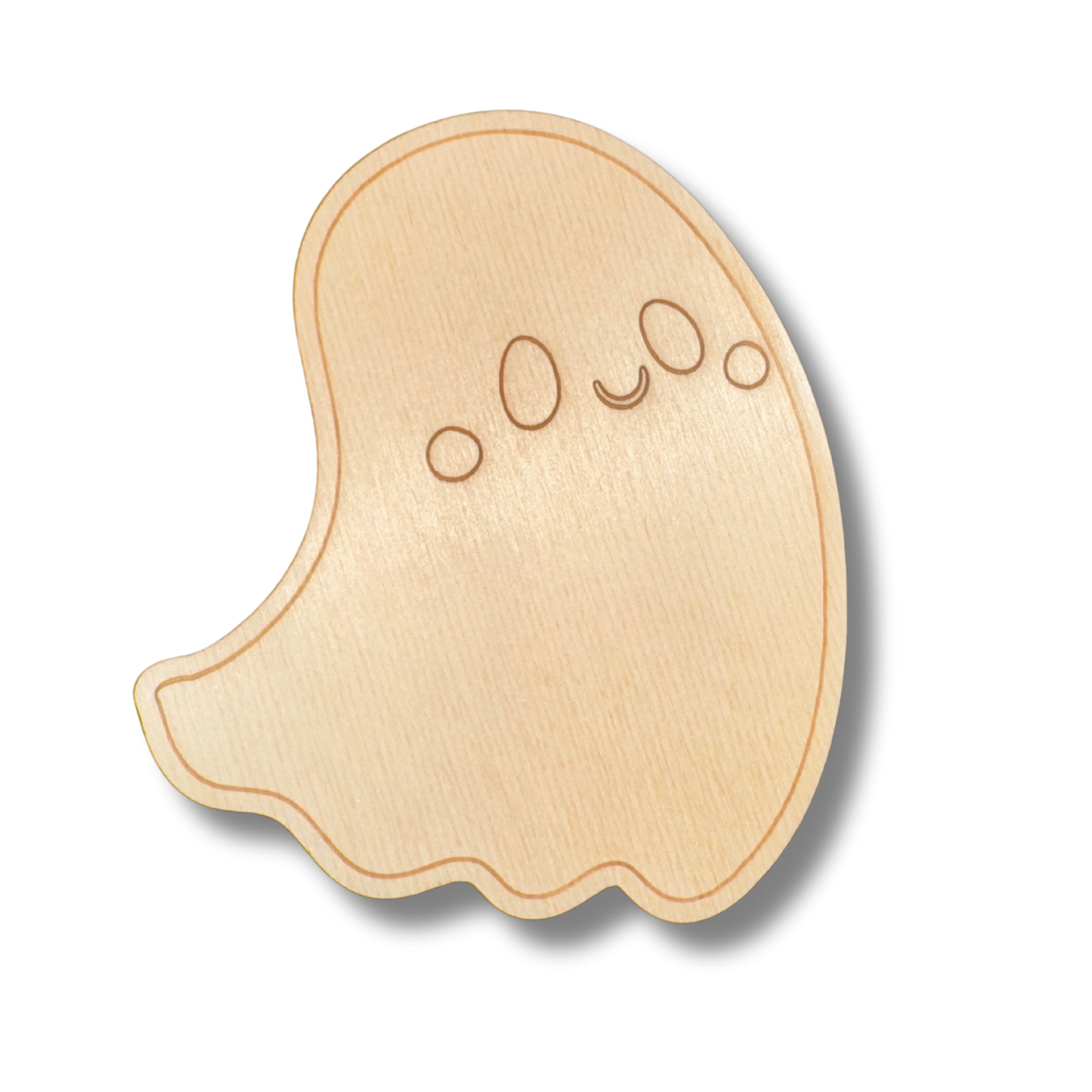 Unfinished Wood Etched Cute Ghost Shape | Paint By Line Crafts | up to 30" DIY