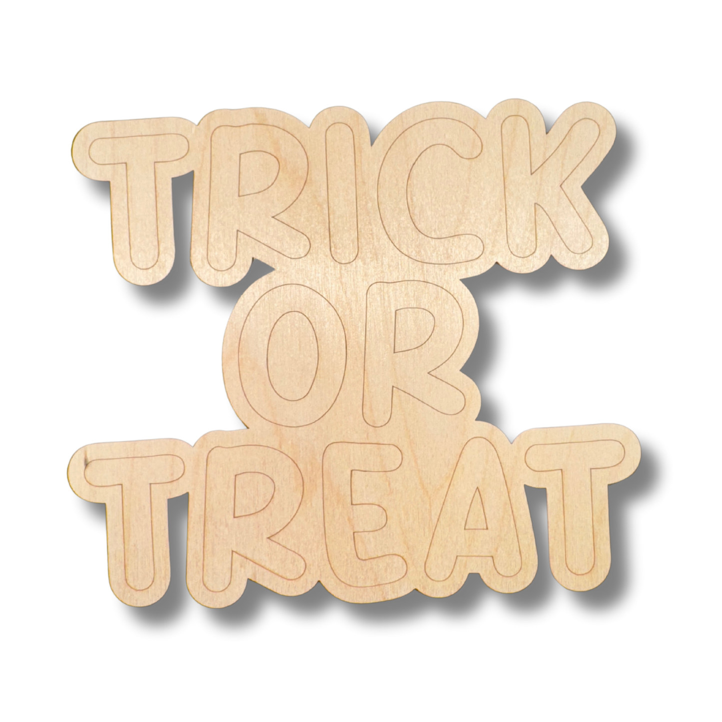 Unfinished Wood Etched Trick or Treat Shape | Paint By Line Crafts | up to 30" DIY