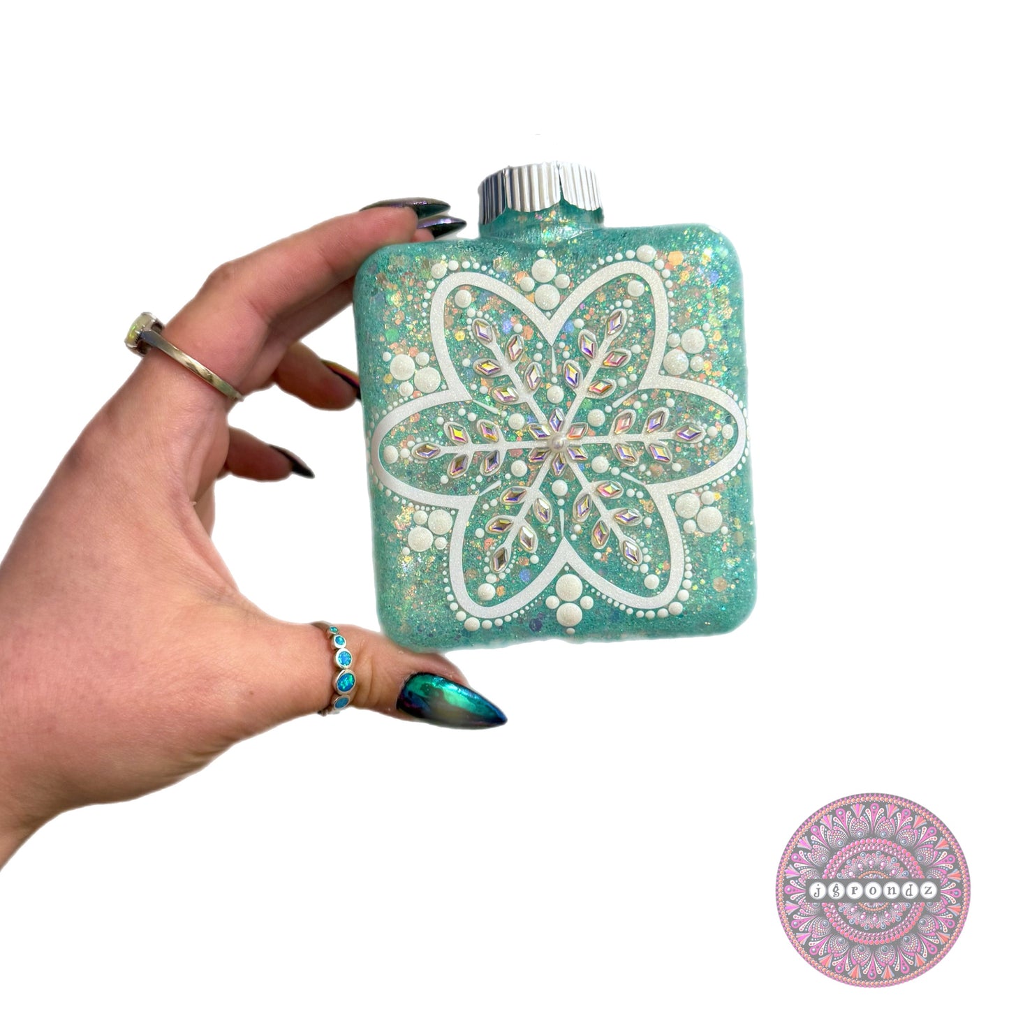 4” Square Snowflake Mandala Ornament