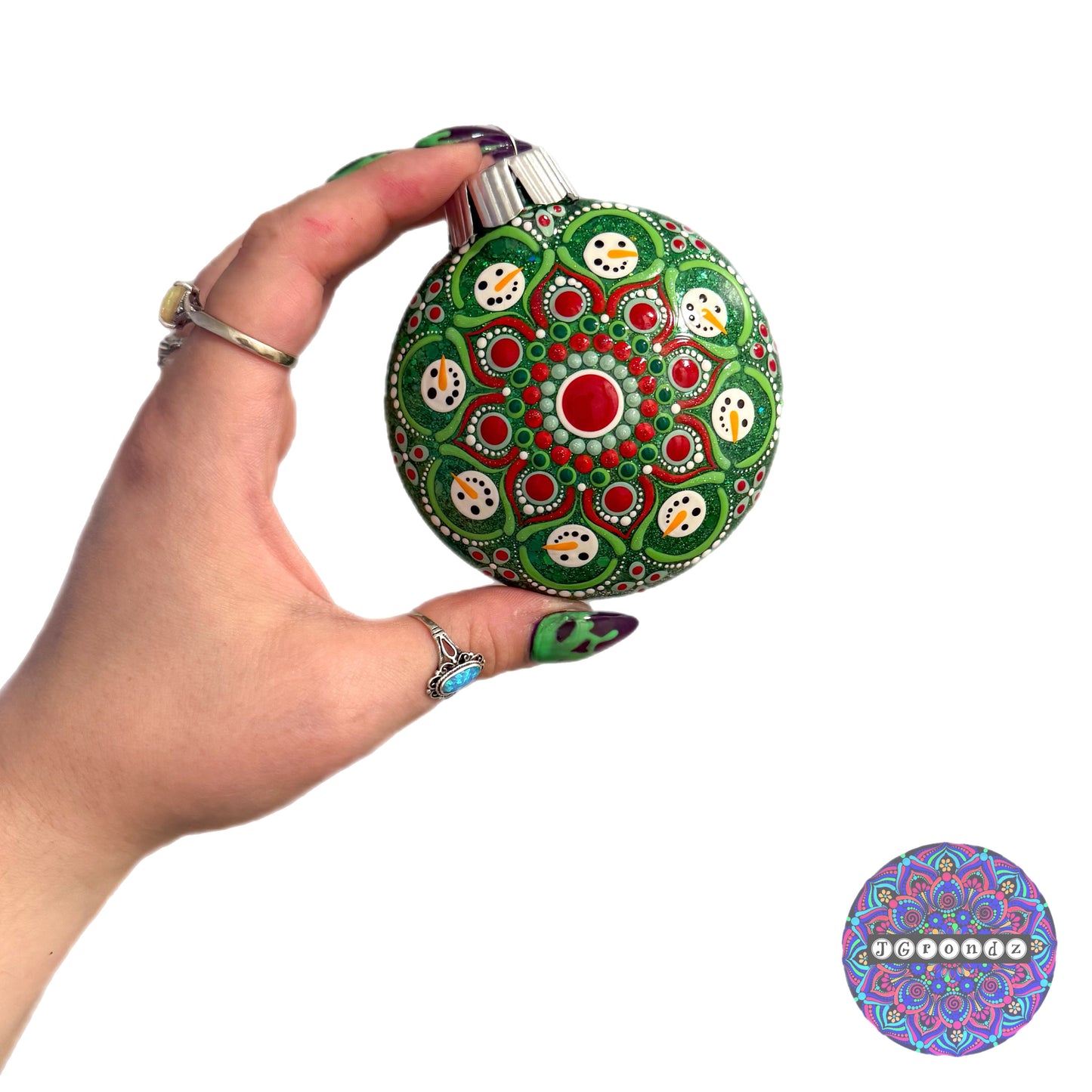 3” Snowman Mandala Glitter Ornament
