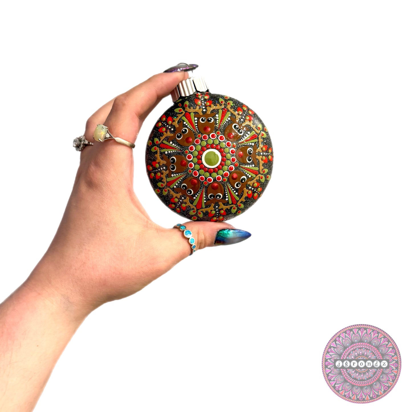 3” Rudolph Mandala Glitter Ornament