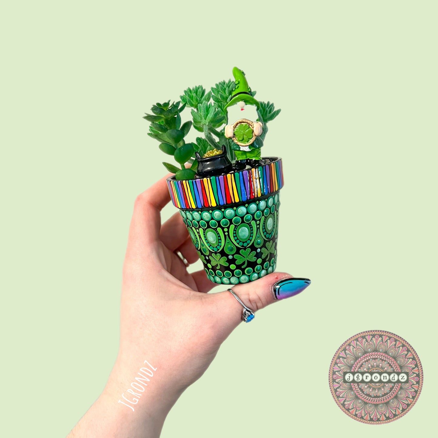 Luck-U-Lent Pot - St. 🍀 Day Painted Succulent Pot