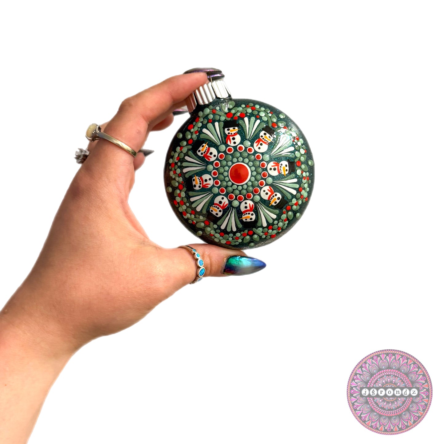 3” Snowman Mandala Glitter Ornament