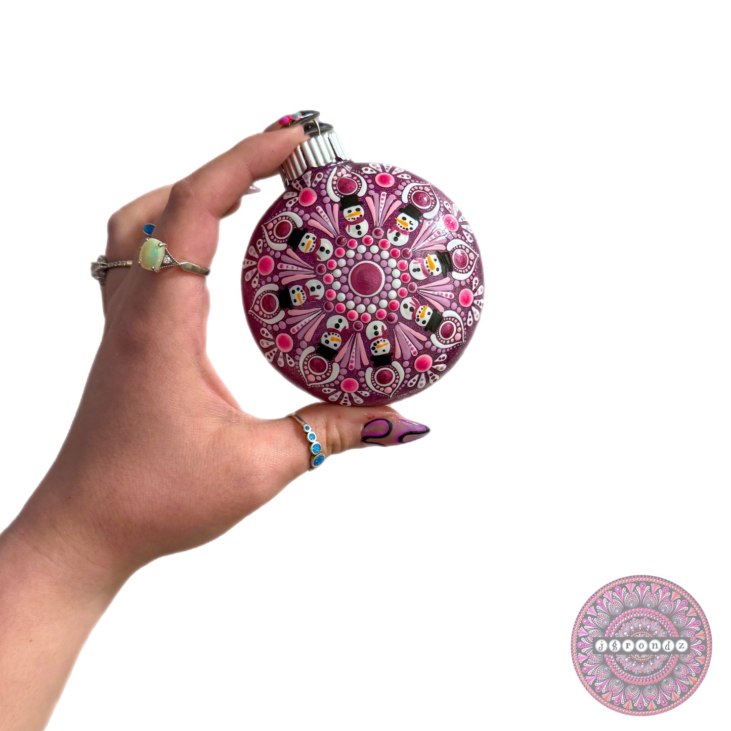 3” Snowman Mandala Glitter Ornament