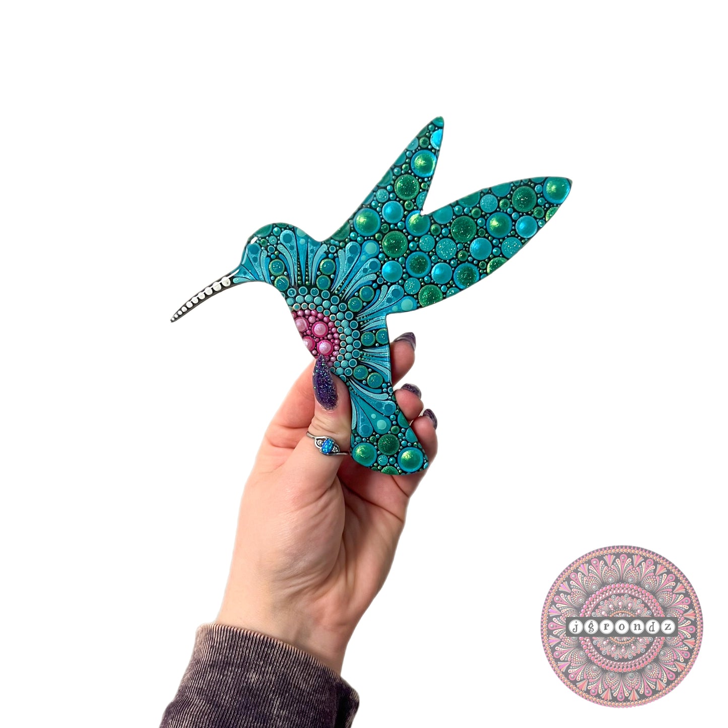 Hummingbird Resin & Dot Art