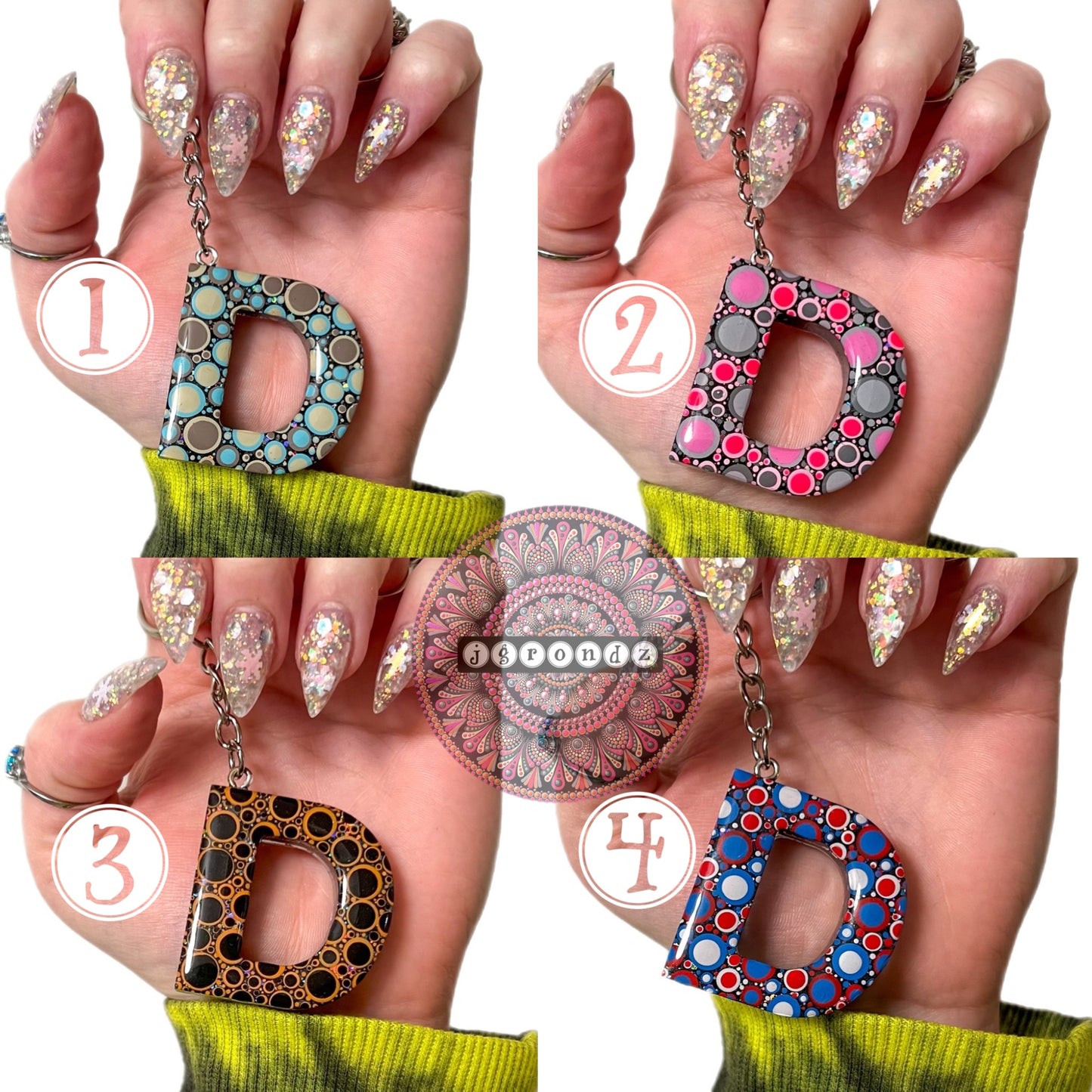 DOT ART KEYCHAIN "D"