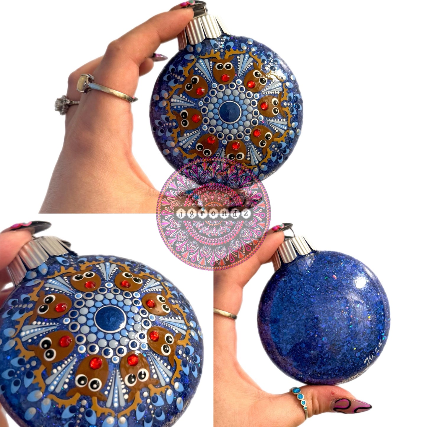 3” Rudolph Mandala Glitter Ornament