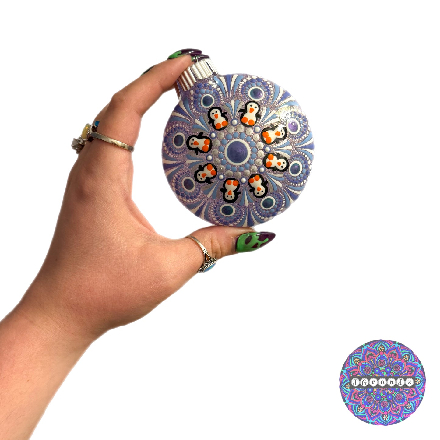 3” Penguin Mandala Glitter Ornament