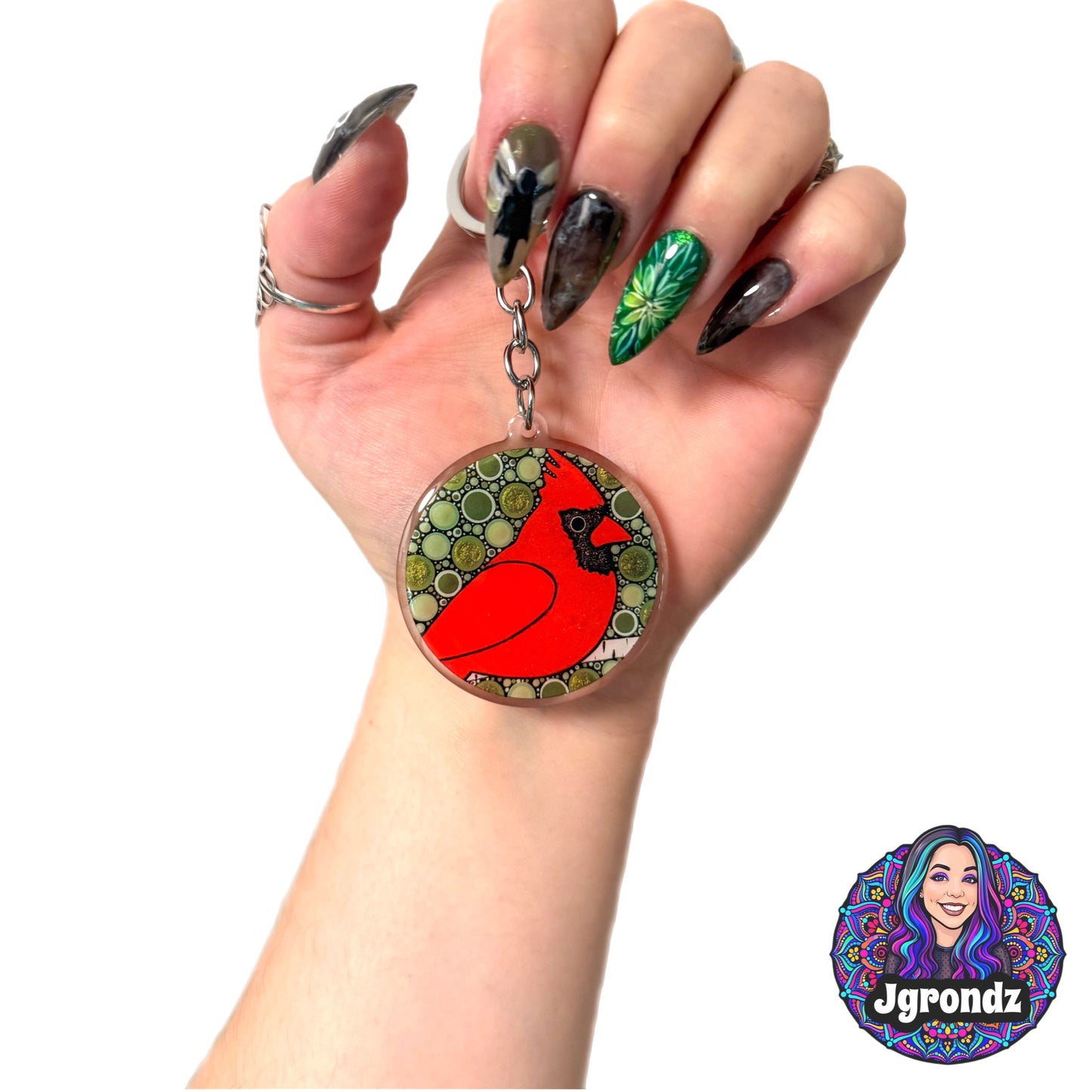 Double Sided Cardinal acrylic/epoxy printed keychain