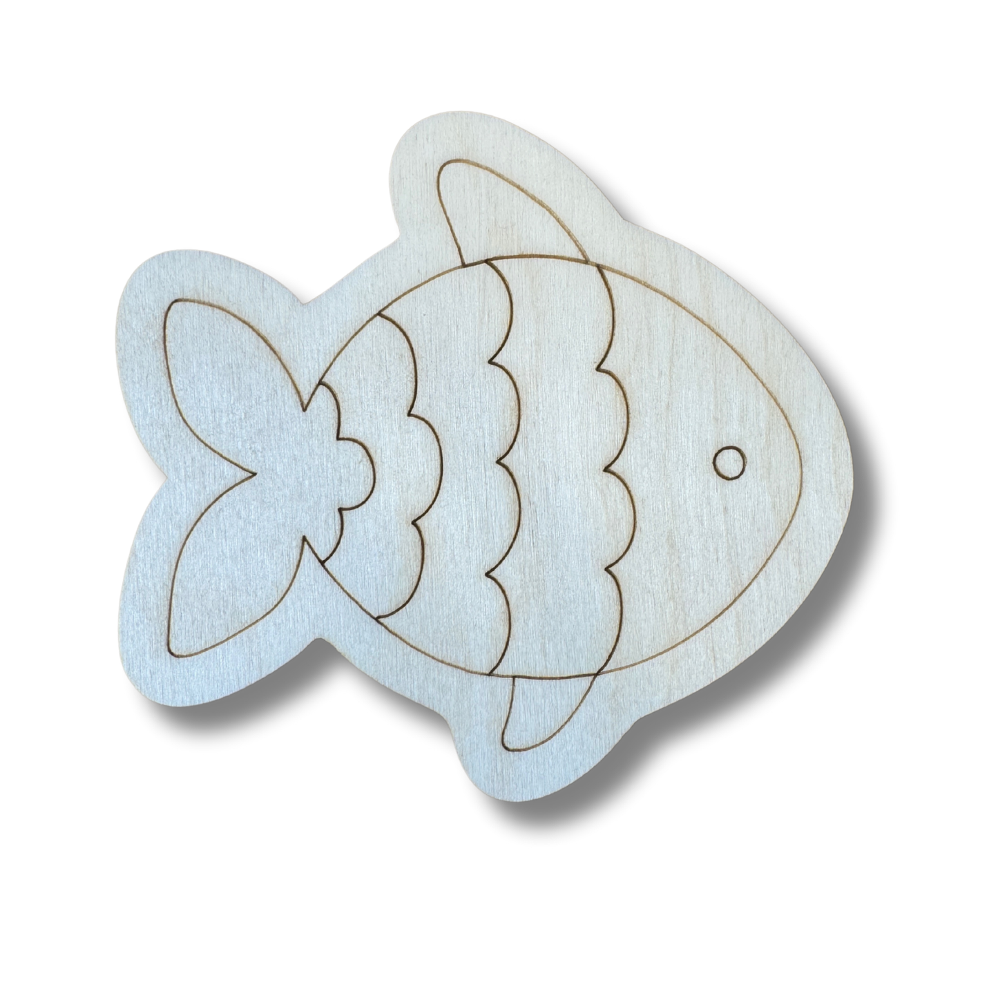 Unfinished Wood Etched Lined Fish Shape | Paint By Line Crafts | up to 30" DIY