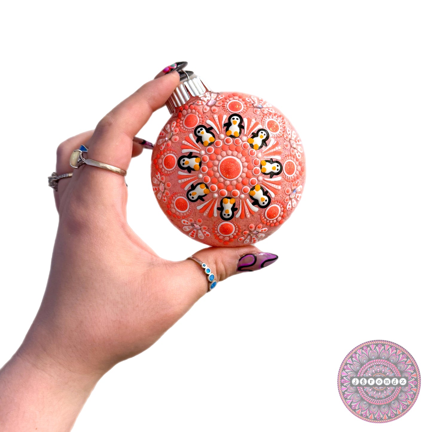 3” Penguin Mandala Glitter Ornament