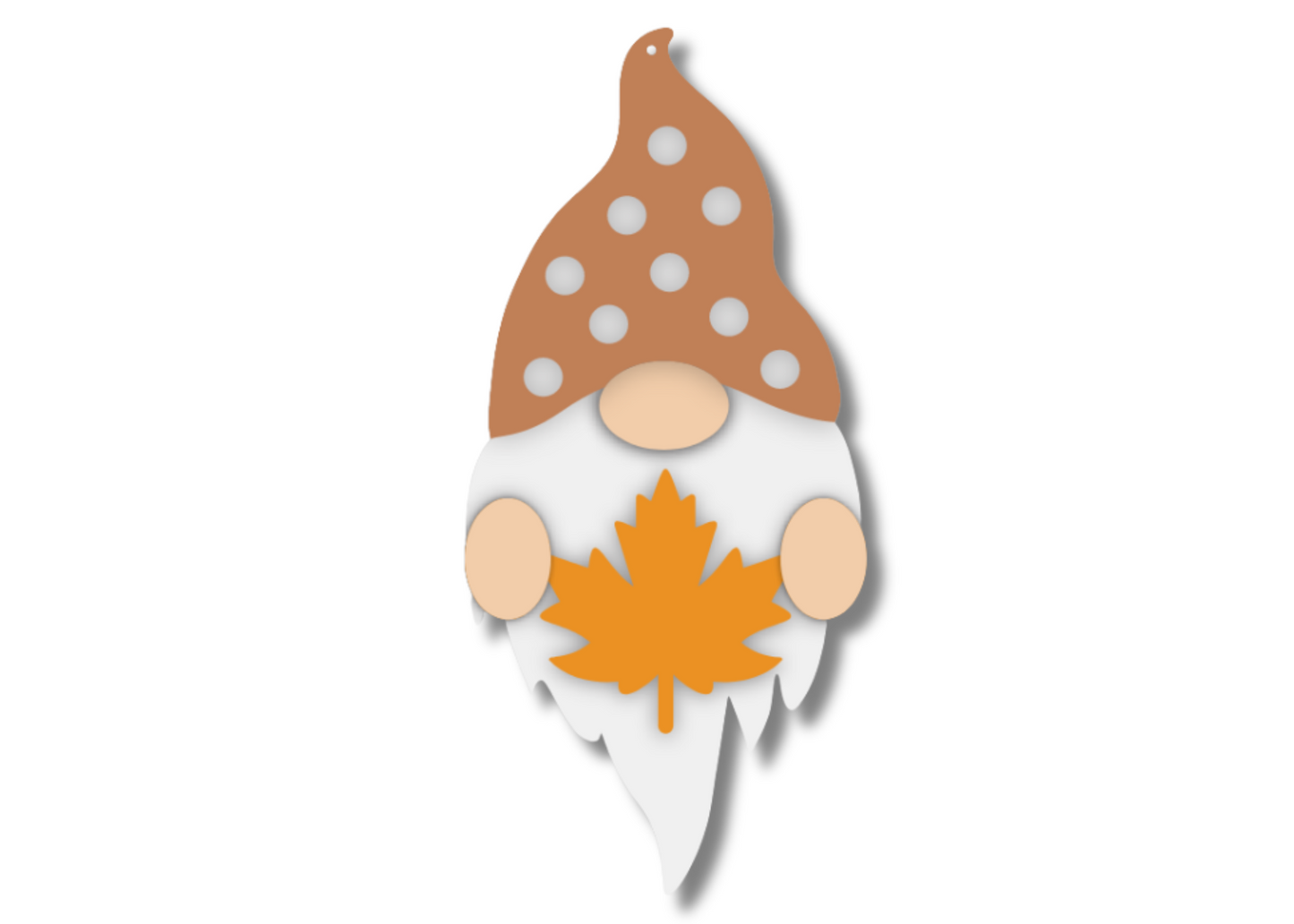 Unfinished Wood Layered Hanging Gnome Holding Leaf | 2 Layers | up to 46"