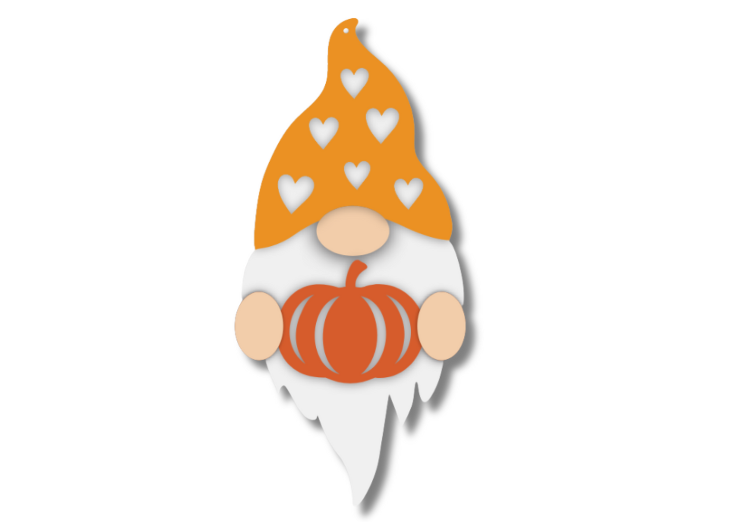 Unfinished Wood Layered Hanging Heart Gnome Holding Pumpkin | 2 Layers | up to 46"