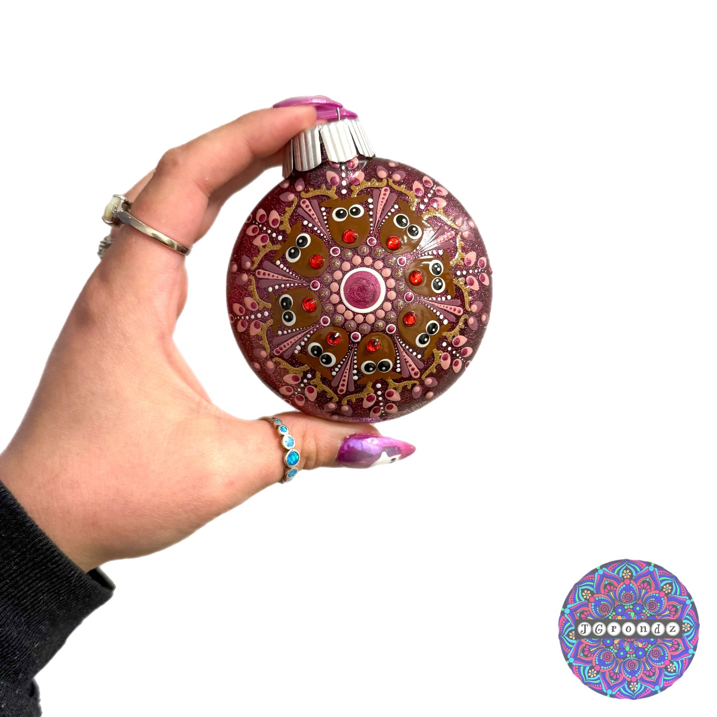 3” Rudolph Mandala Glitter Ornament