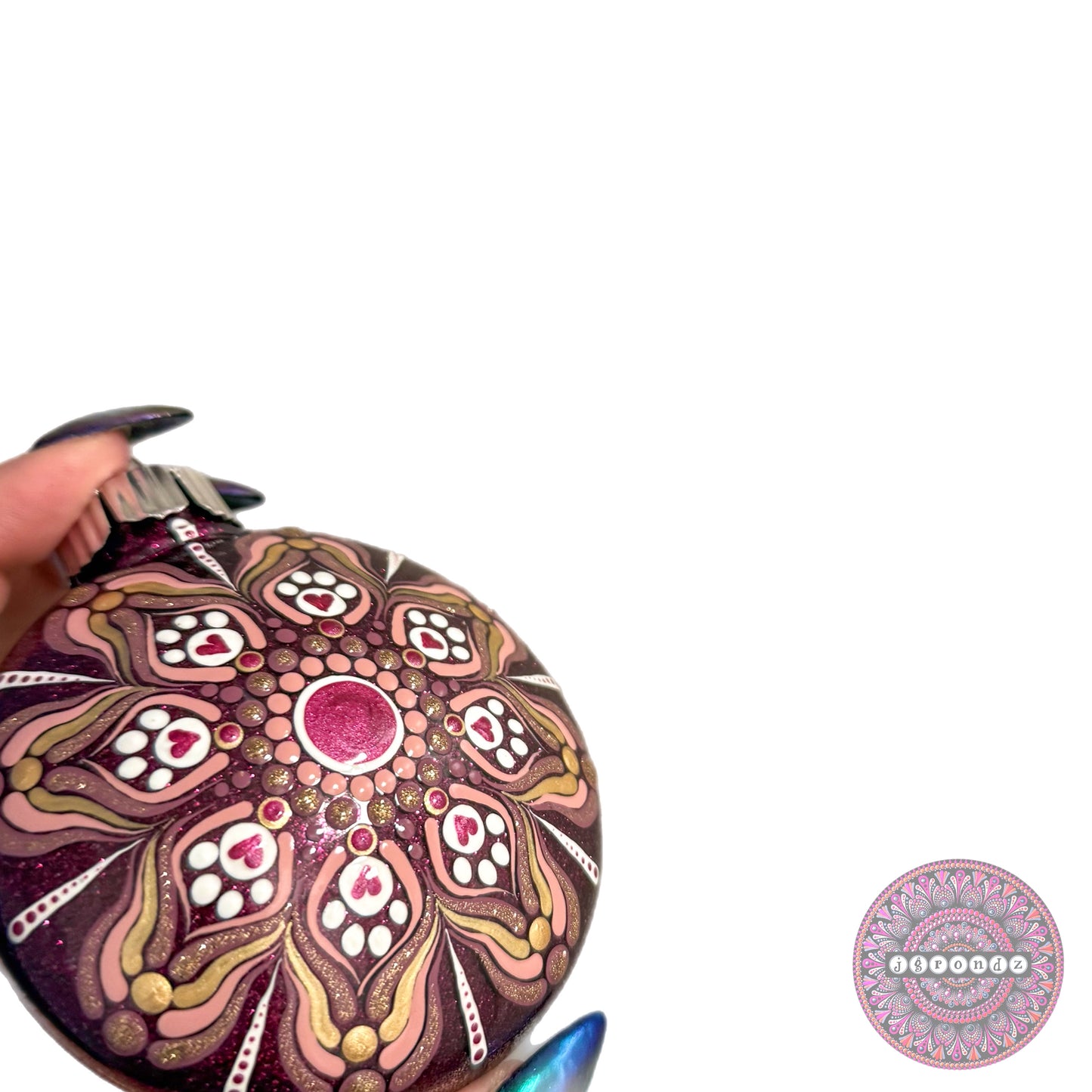 3” Paw Print Mandala Glitter Ornament