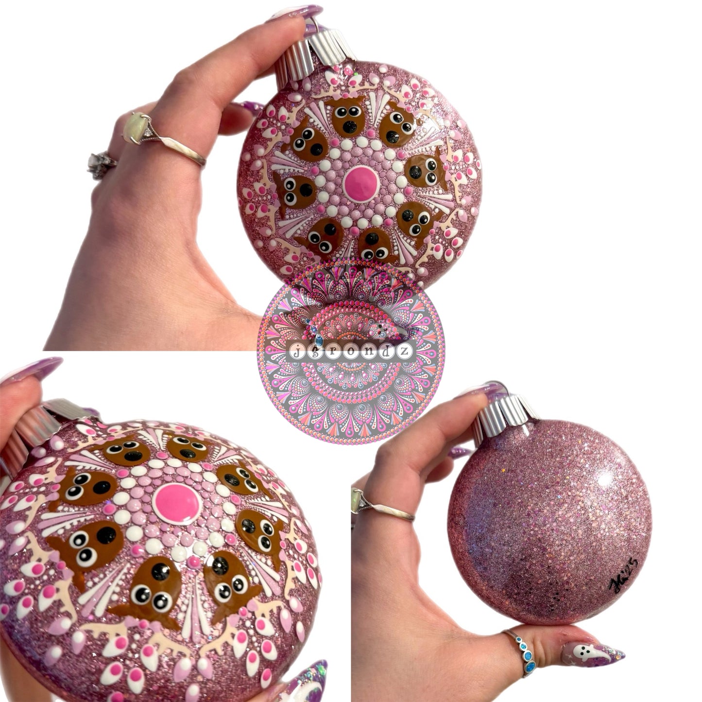 3” Reindeer Mandala Glitter Ornament