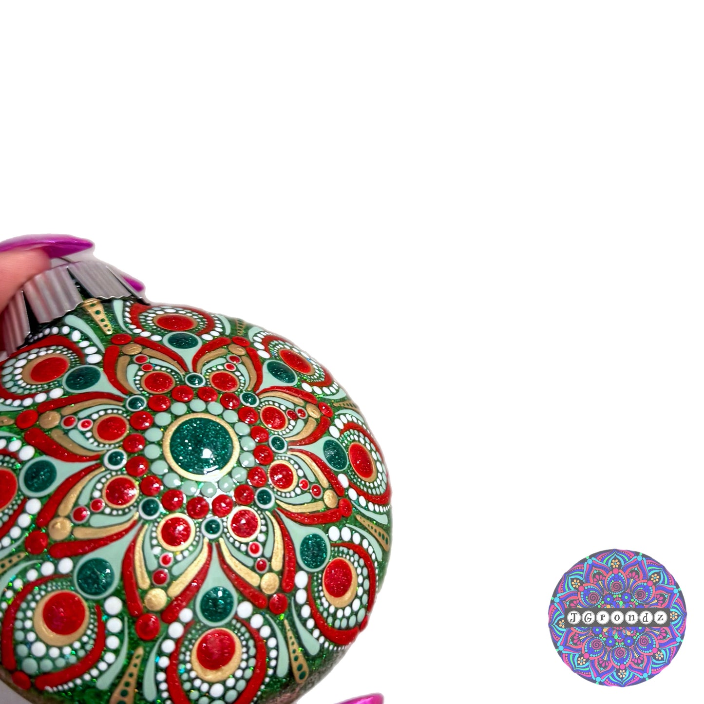 3” Christmas Mandala Glitter Ornament