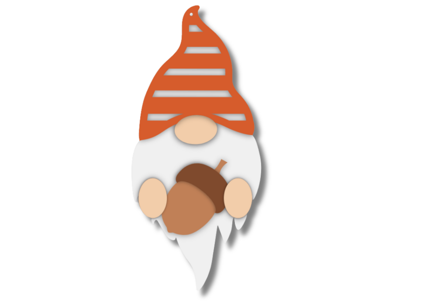 Unfinished Wood Layered Hanging Gnome Holding Acorn | 2 Layers | up to 46"