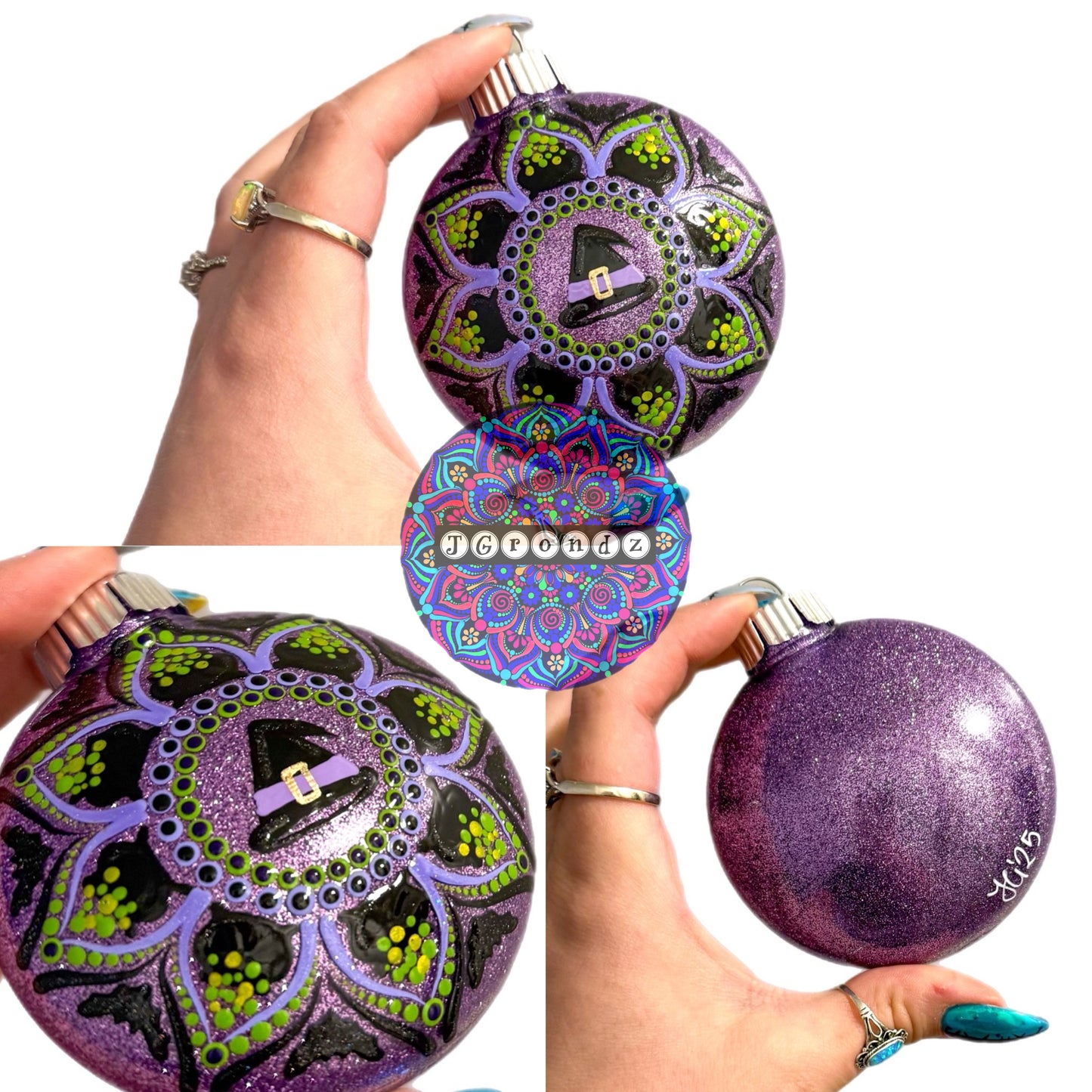 3” Halloween Mandala Glitter Ornament