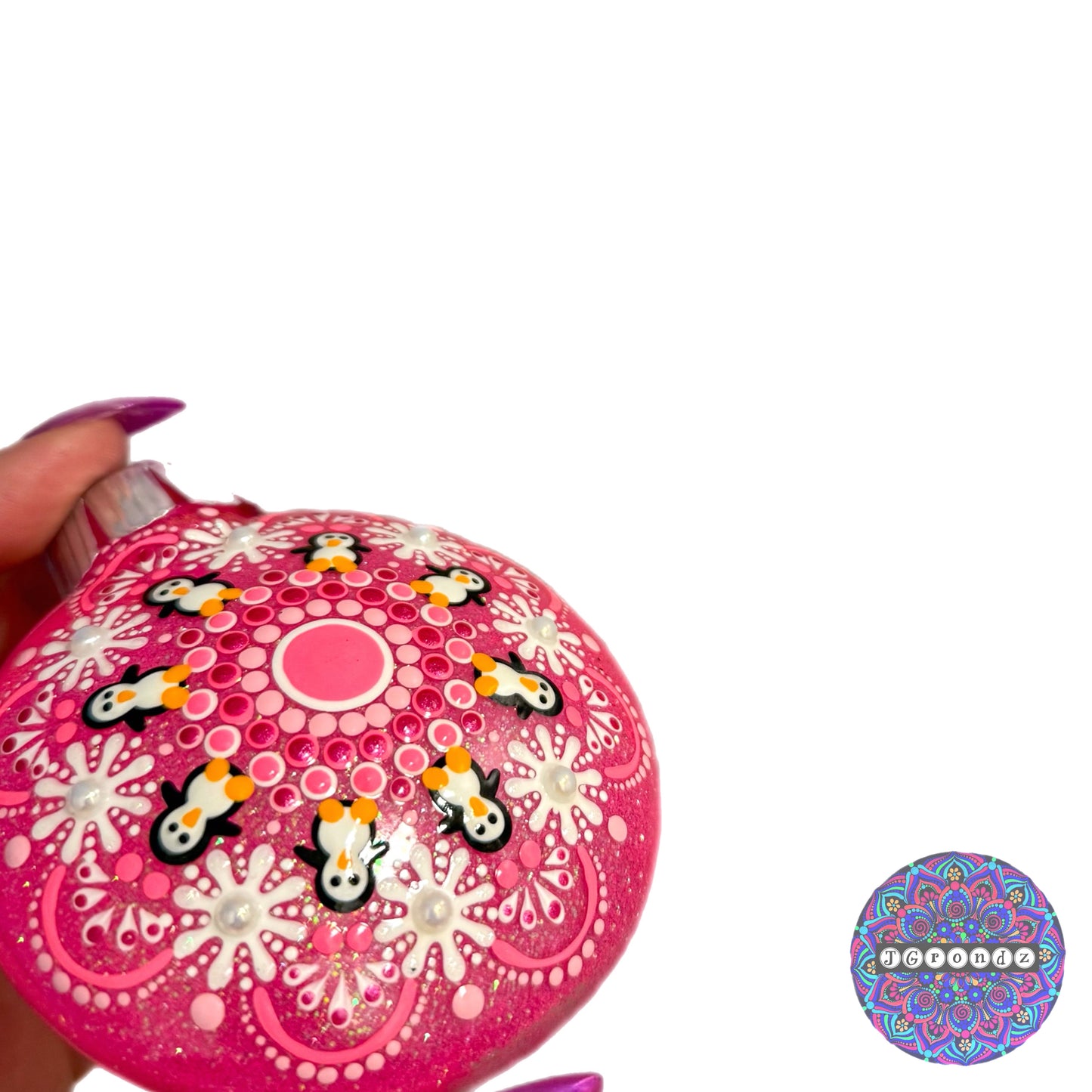 3” Penguin Mandala Glitter Ornament