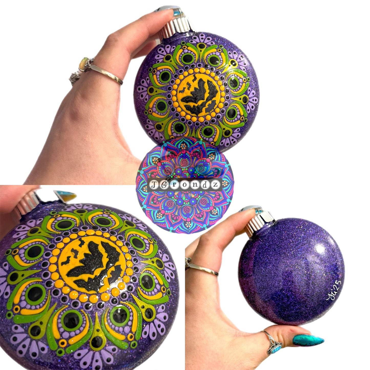3” Halloween Mandala Glitter Ornament