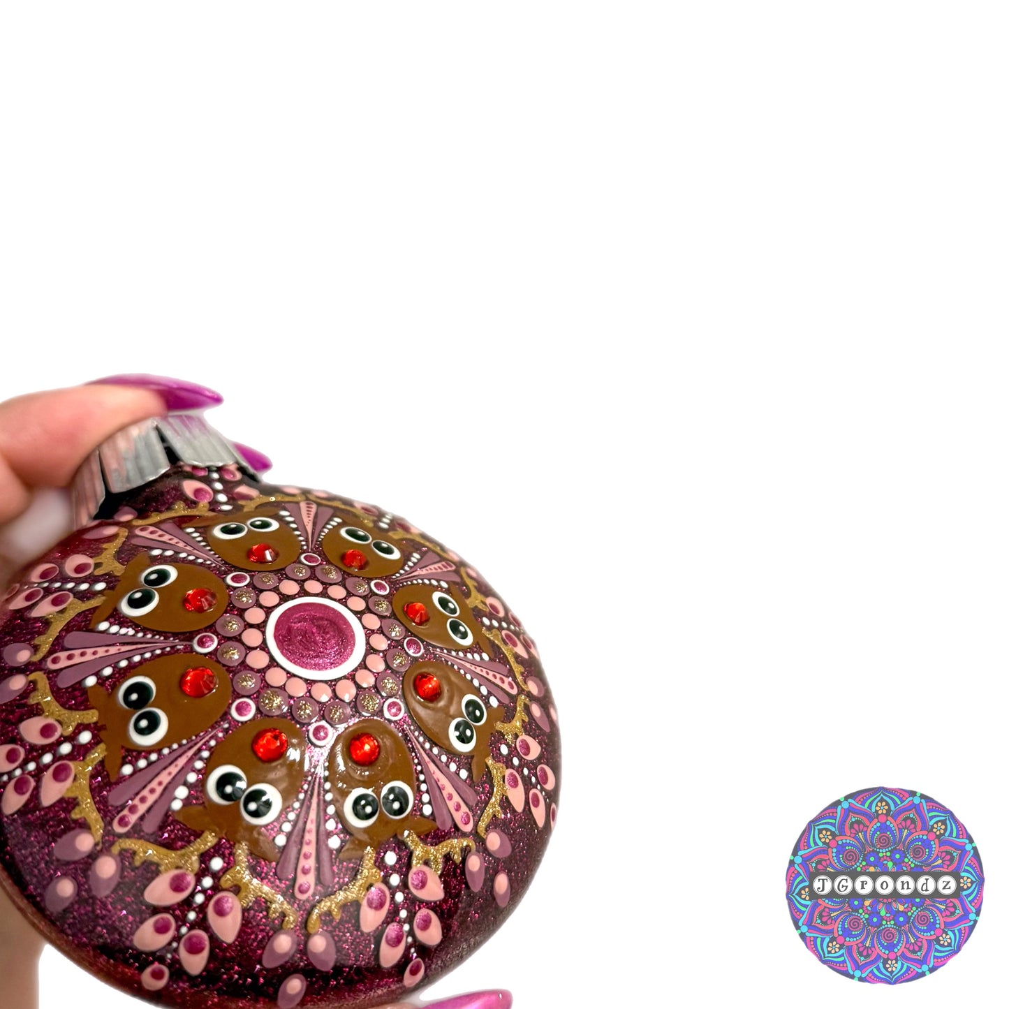 3” Rudolph Mandala Glitter Ornament