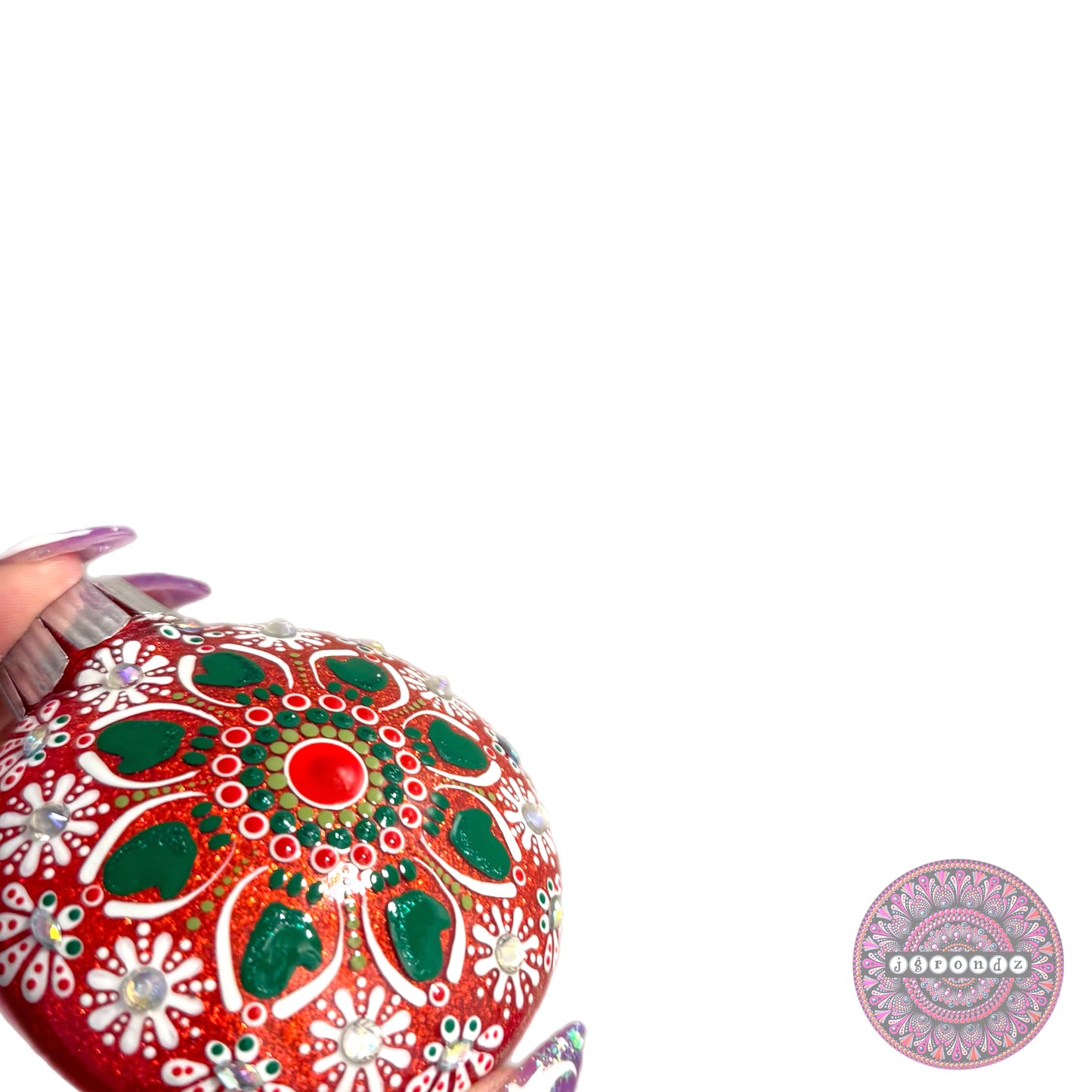 3” Christmas Mittens Mandala Glitter Ornament