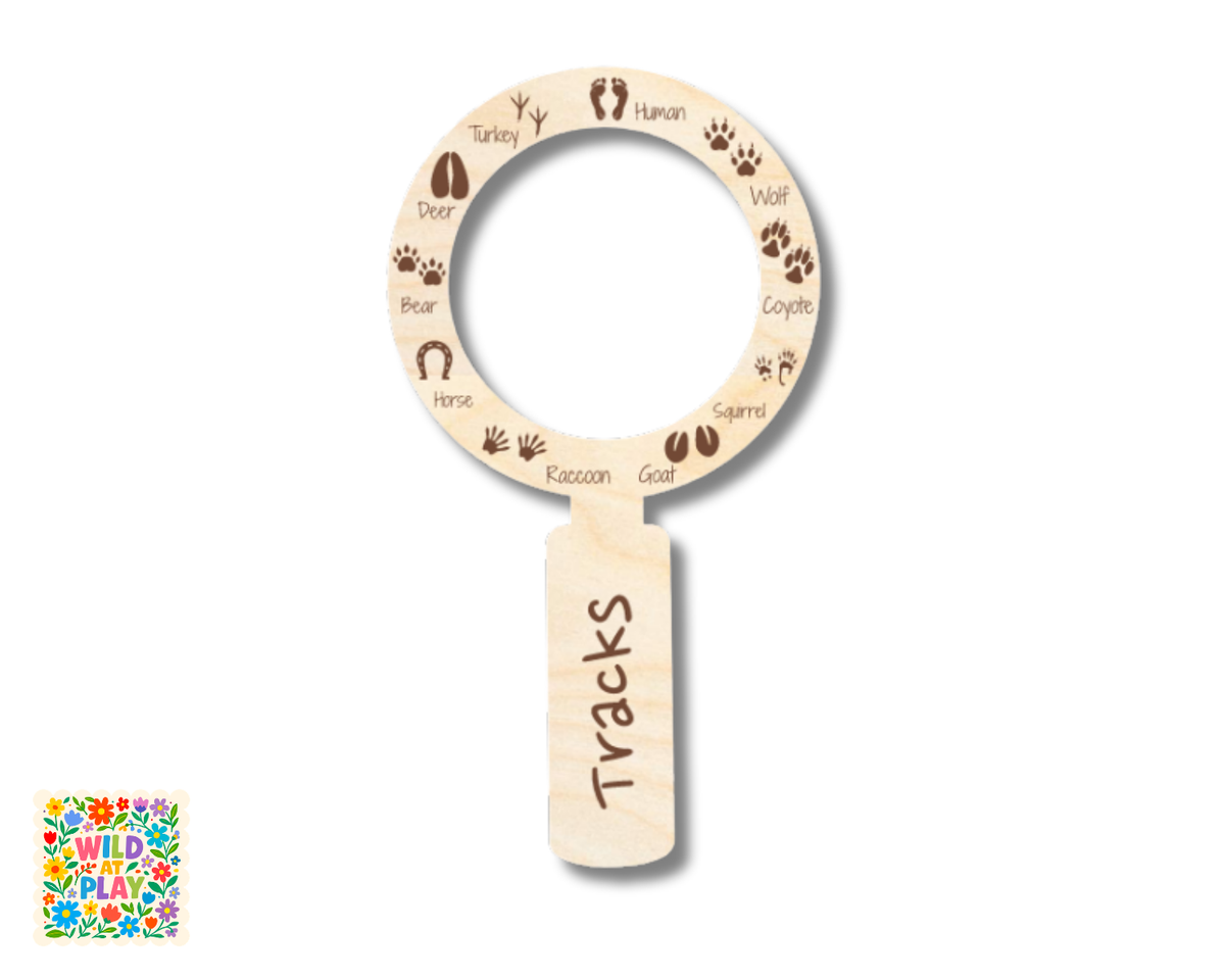 Unfinished Wood Explorer Tracks Magnifying Glass | Wild at Play | 1pc | 8" | 1/4" Wood | DIY Craft Cutout |