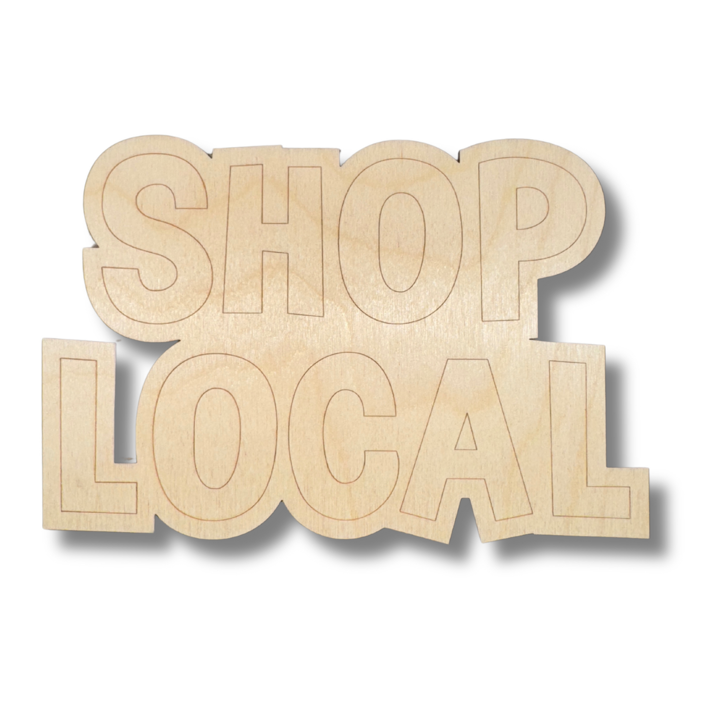 Unfinished Wood Etched Shop Local Shape | Paint By Line Crafts | up to 30" DIY