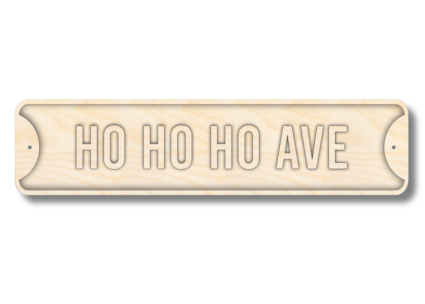 Unfinished Wood Ho Ho Ho Ave Street Sign | 3 Piece | Layered Street Sign | up to 46" DIY