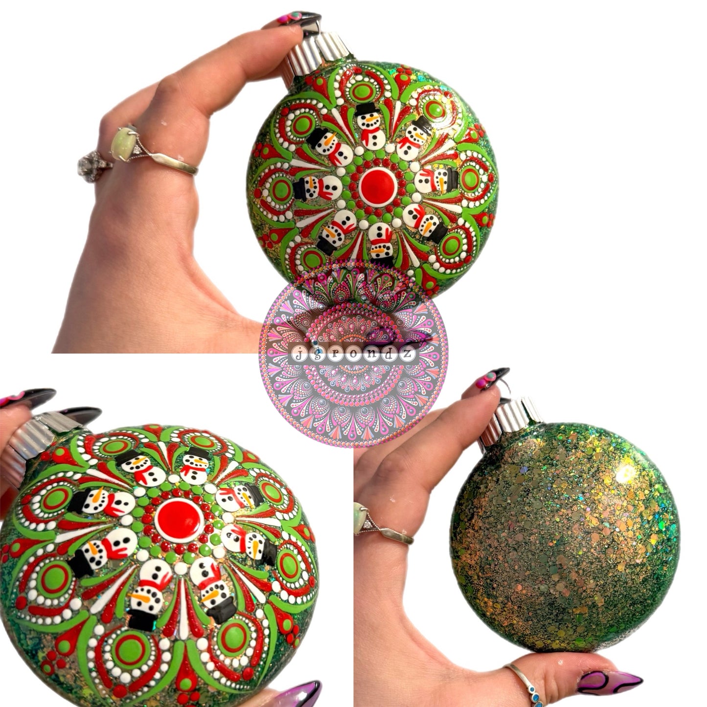 3” Snowman Mandala Glitter Ornament