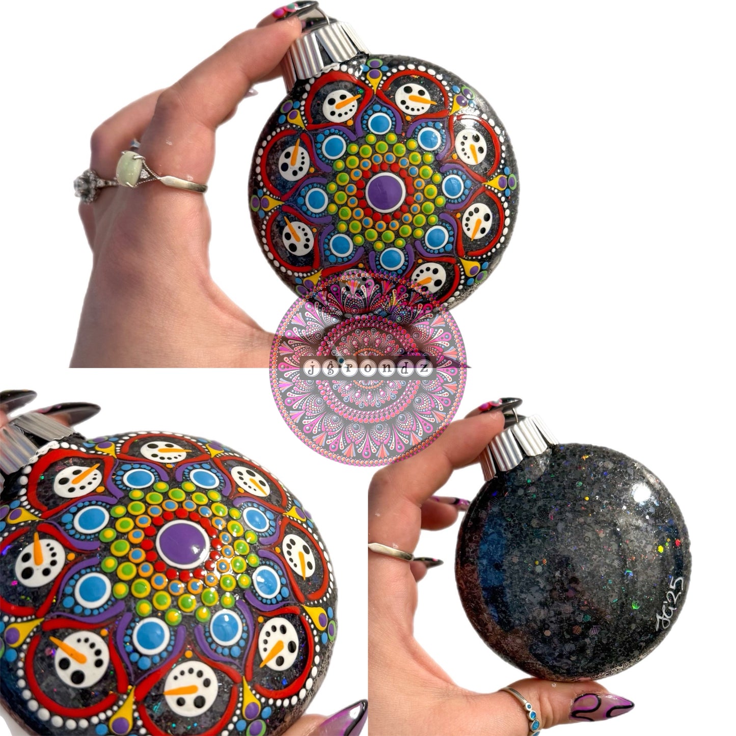 3” Snowman Mandala Glitter Ornament