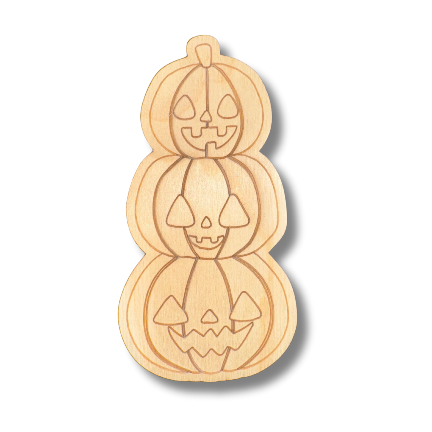 Unfinished Wood Etched Stacked Jack o 'Lantern Shape | Paint By Line Crafts | up to 30" DIY