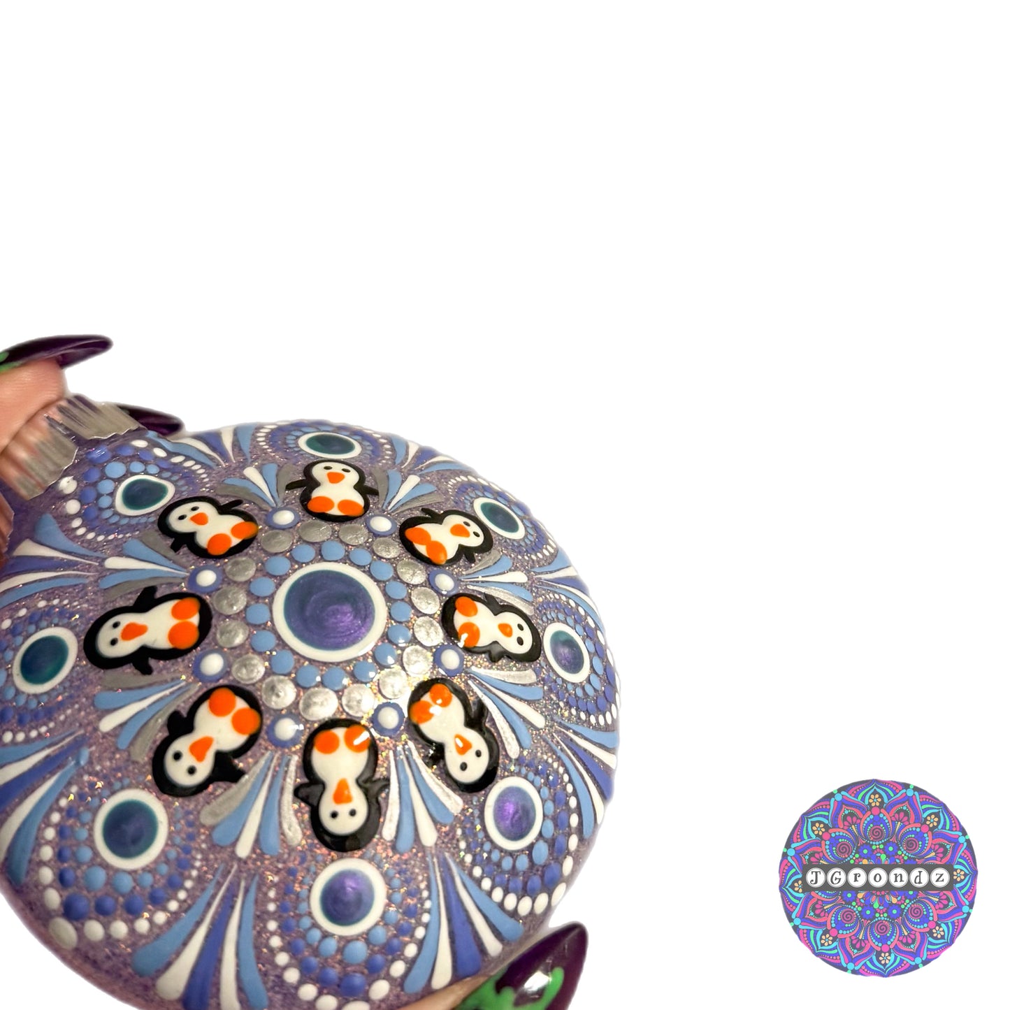 3” Penguin Mandala Glitter Ornament
