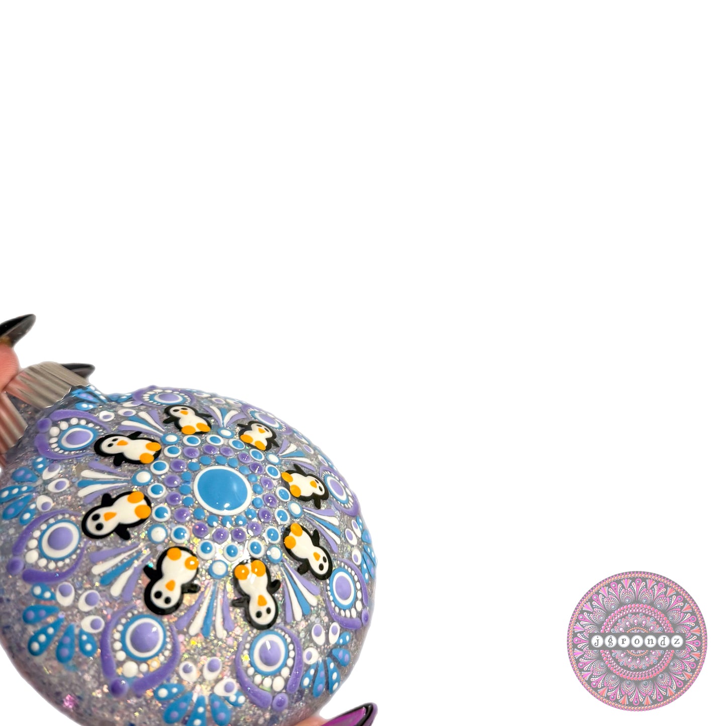 3” Penguin Mandala Glitter Ornament
