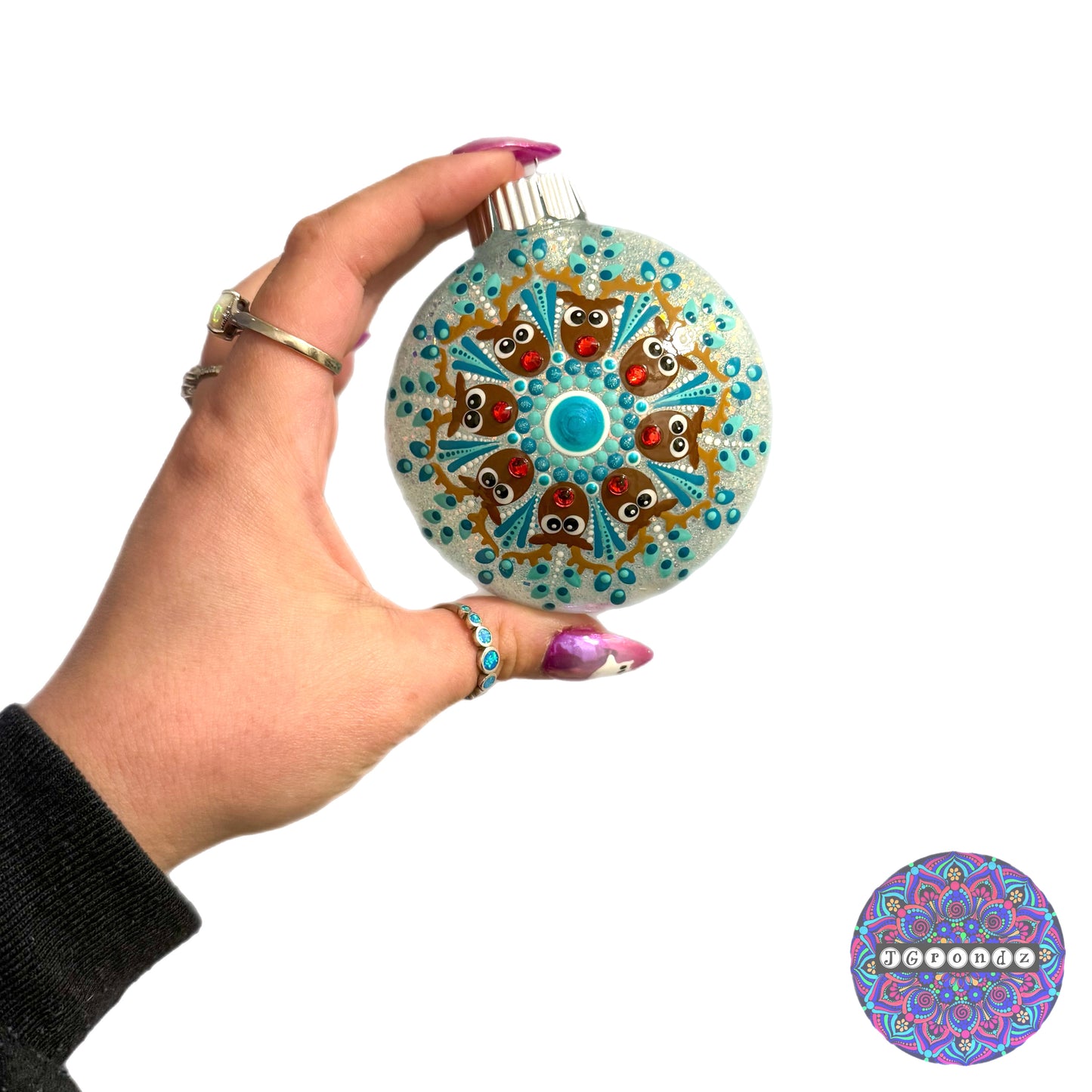 3” Rudolph Mandala Glitter Ornament