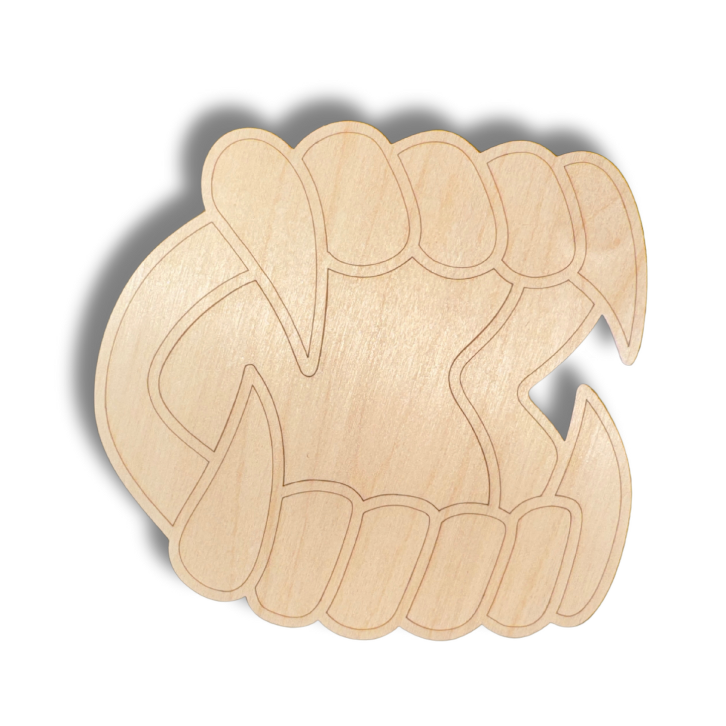 Unfinished Wood Etched Vampire Teeth Shape | Paint By Line Crafts | up to 30" DIY