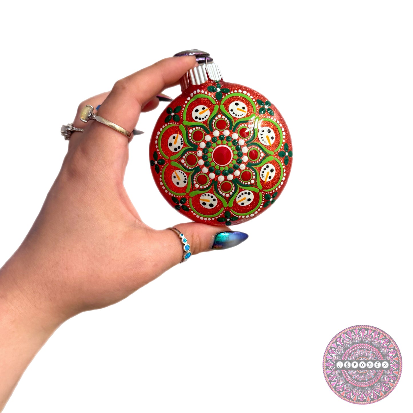 3” Snowman Mandala Glitter Ornament