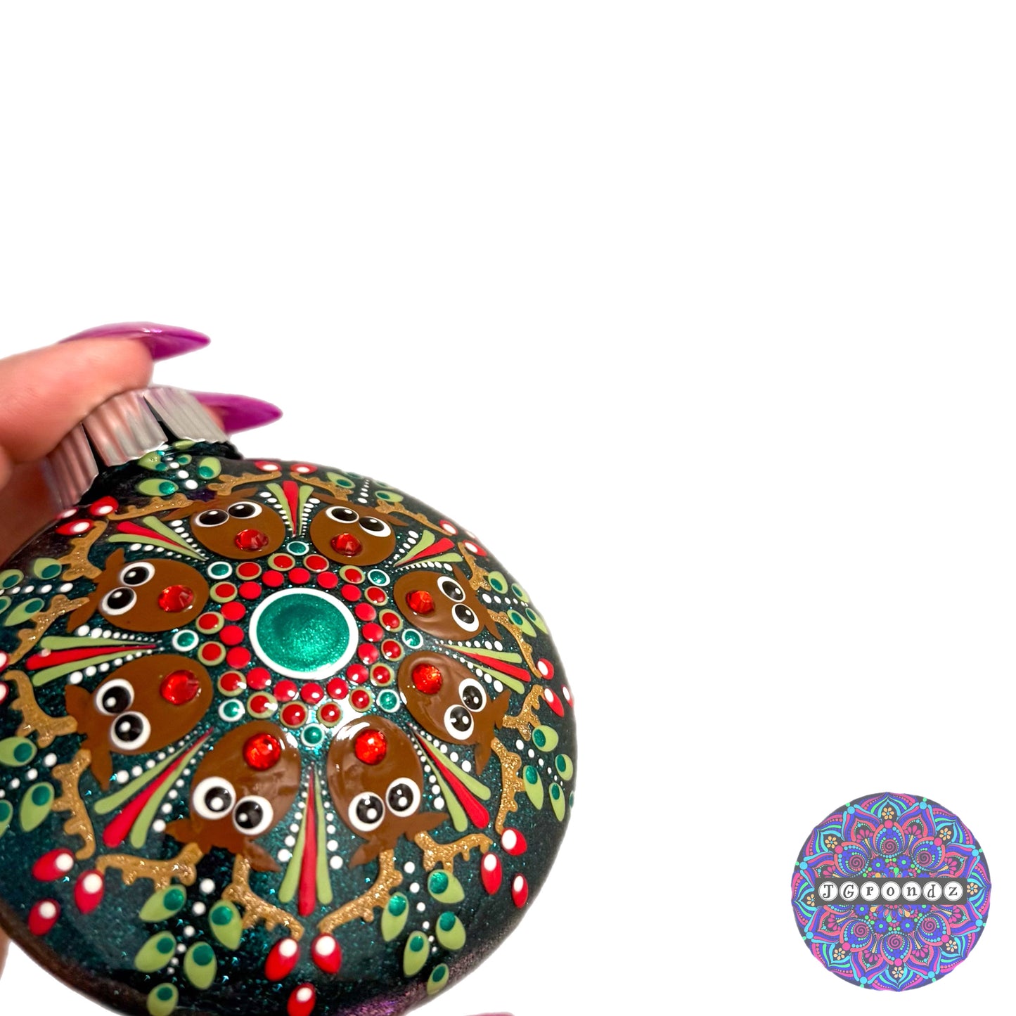 3” Rudolph Mandala Glitter Ornament