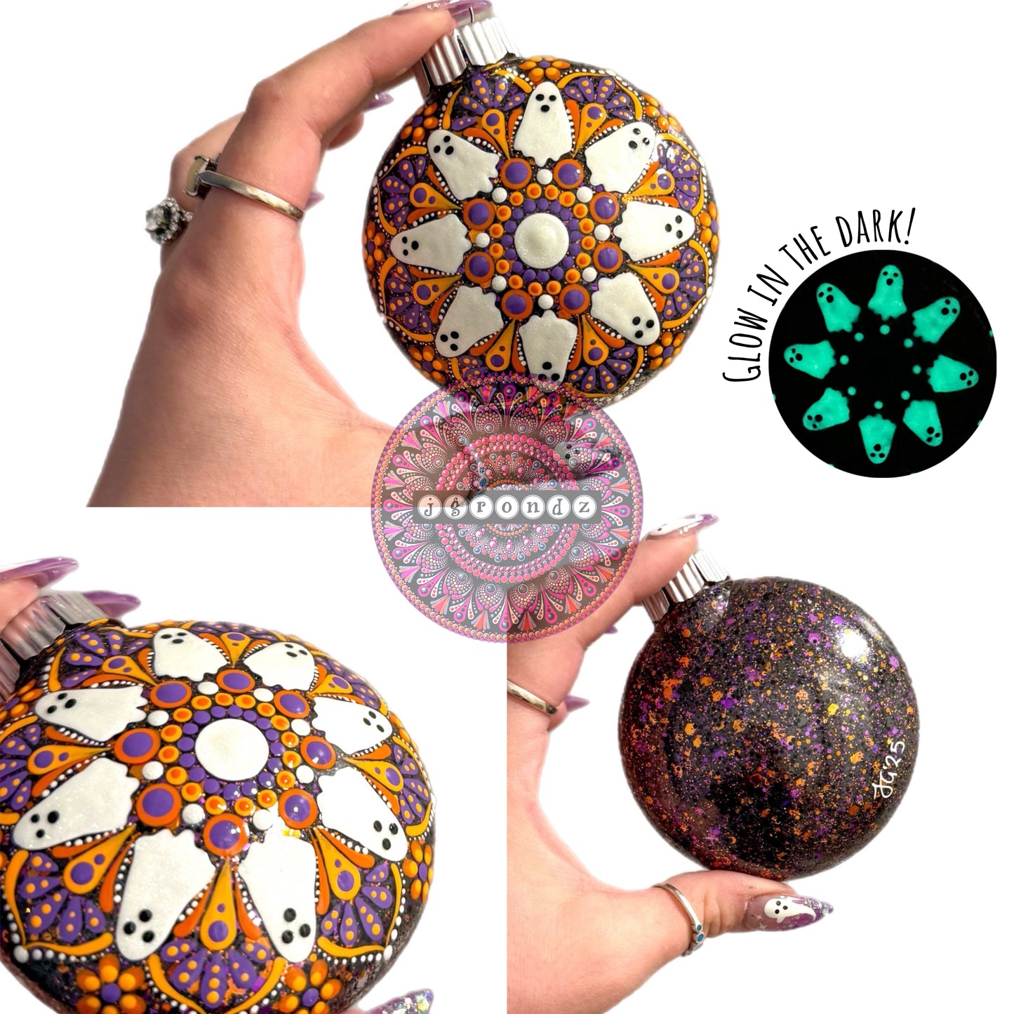 3” Halloween Mandala Glitter Ornament