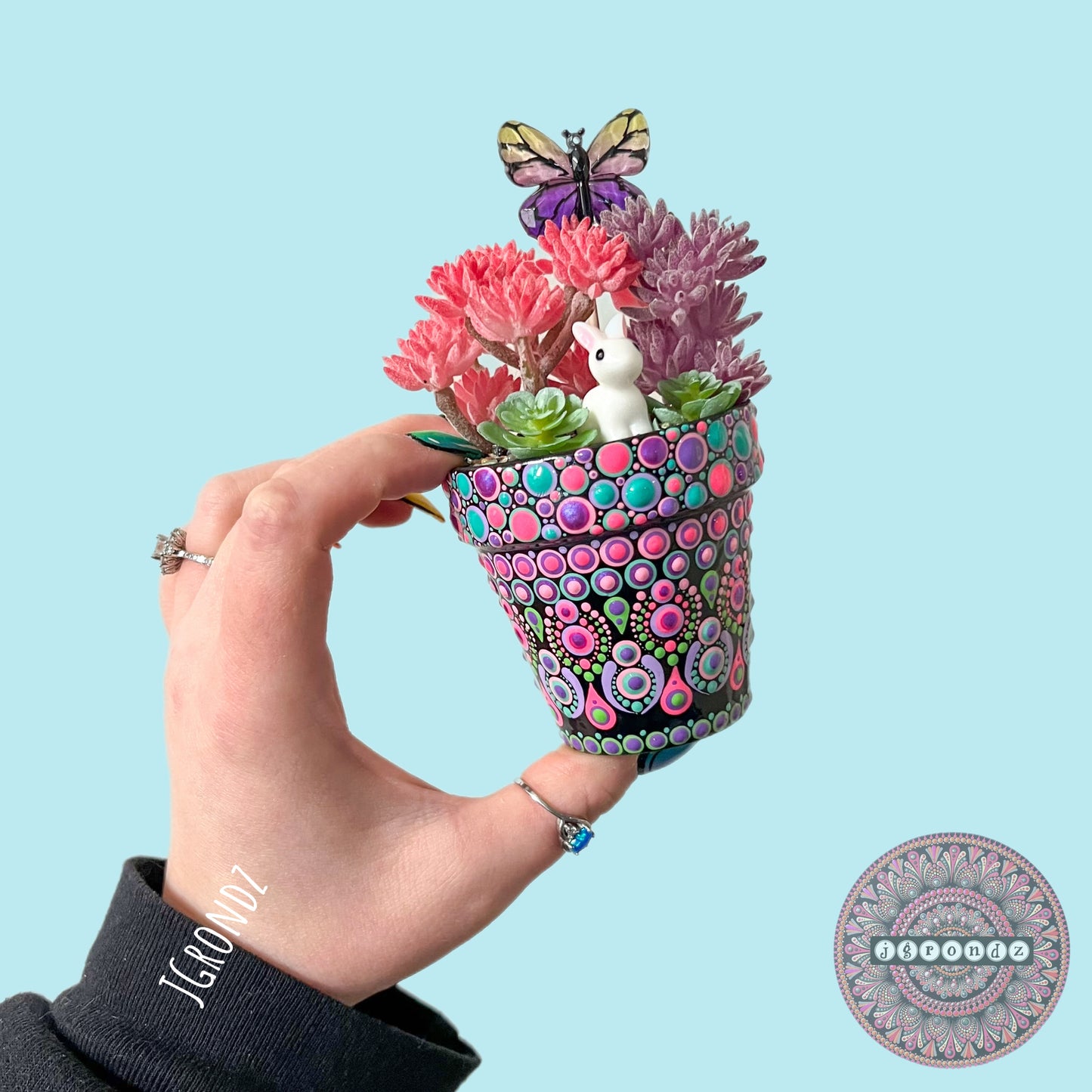 Hoppy Pot - Spring/Easter Painted Succulent Pot