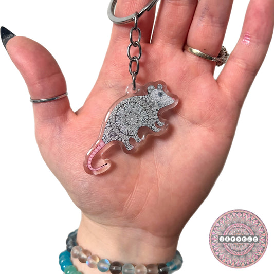 Double Sided Oppossum acrylic/epoxy printed keychain