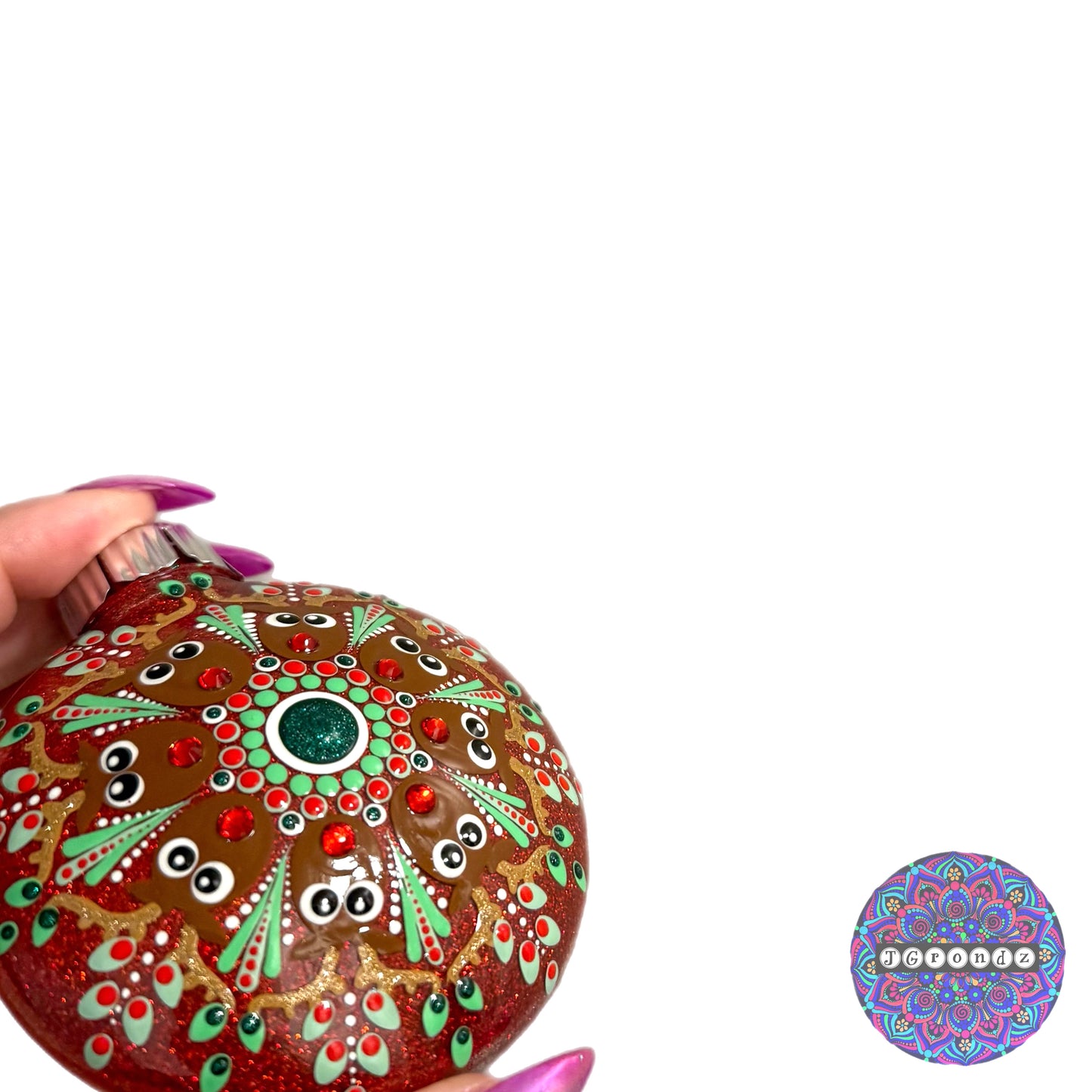 3” Rudolph Mandala Glitter Ornament