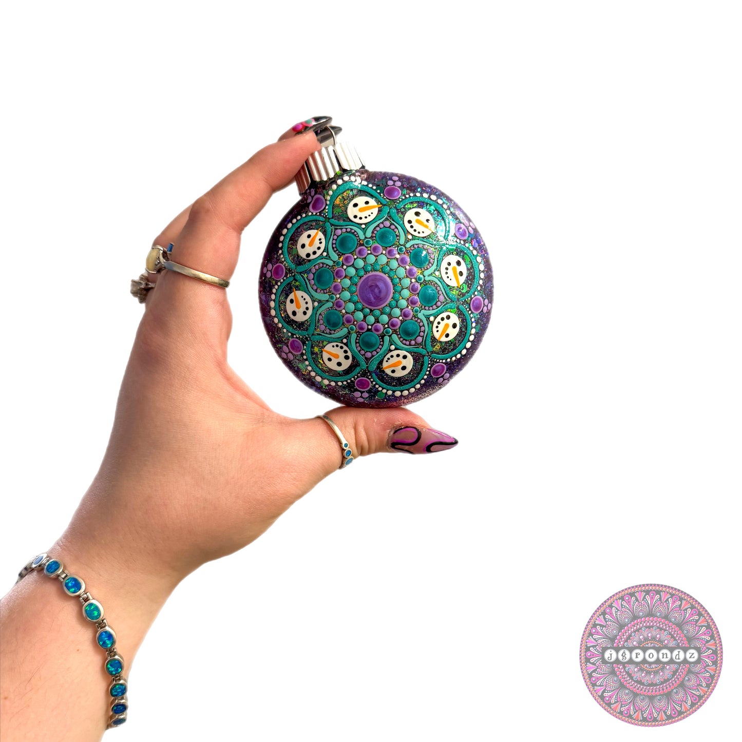 3” Snowman Mandala Glitter Ornament